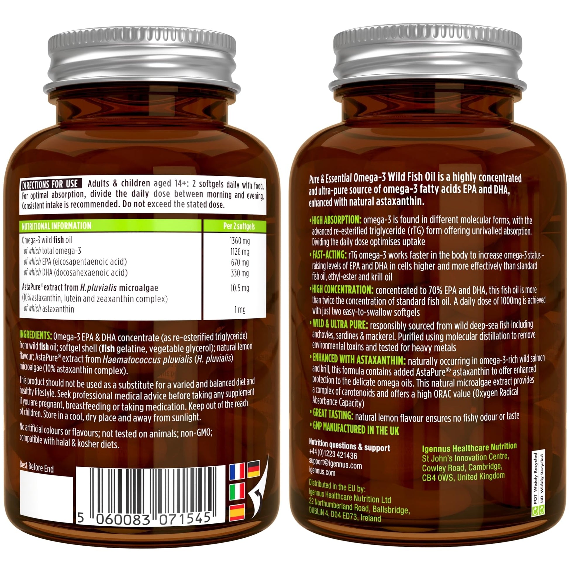 Omega-3 Wild Fish Oil & Astaxanthin, The Most Advanced High Absorption rTG Omega-3 Igennus Healthcare Nutrition Au supplements