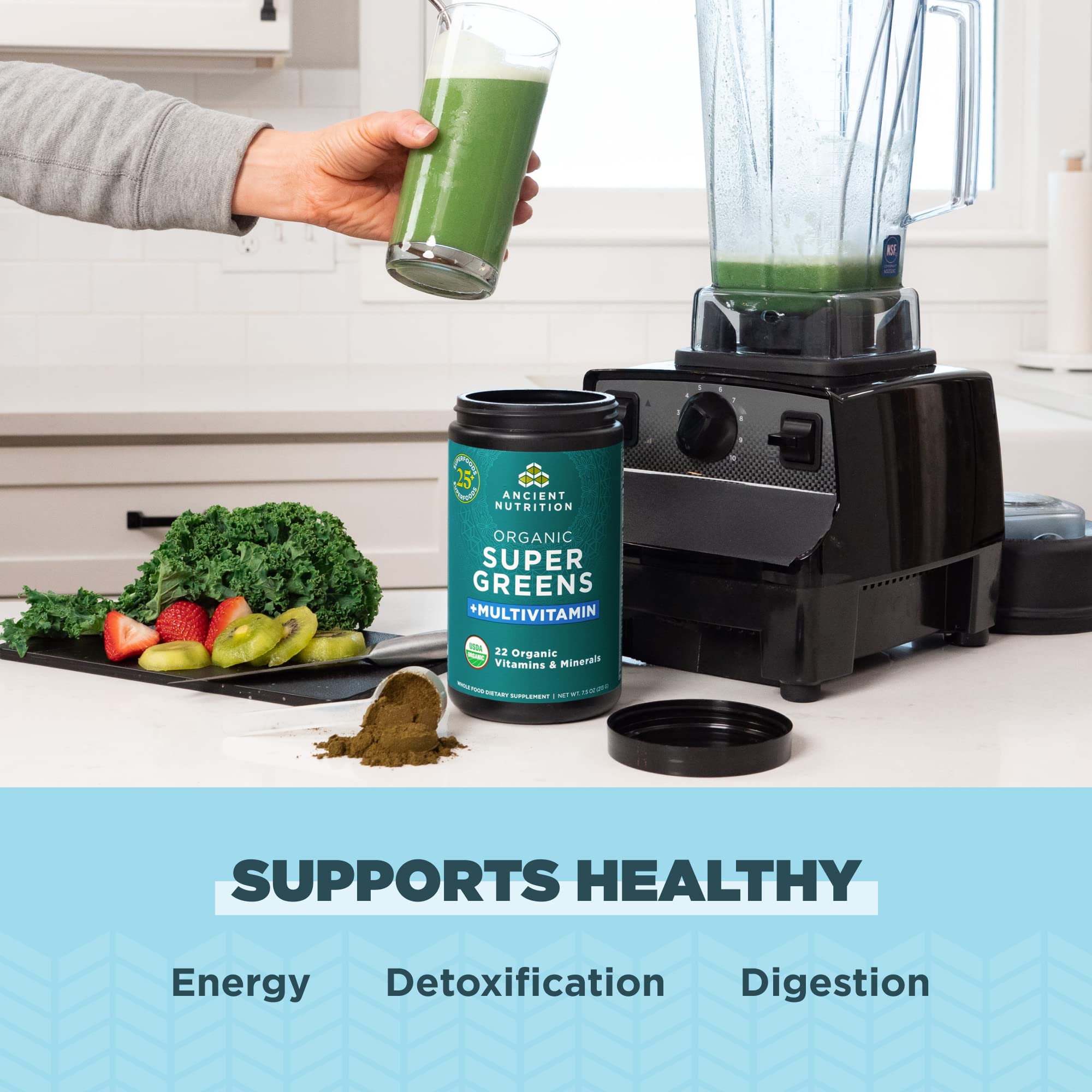 Ancient Nutrition, Vitamin Powder, One Bottle Made from Real Fruits, Vegetables and Herbs, for Digestive and Energy Support, 25 Servings, 7.5oz Ancient Nutrition Au supplements