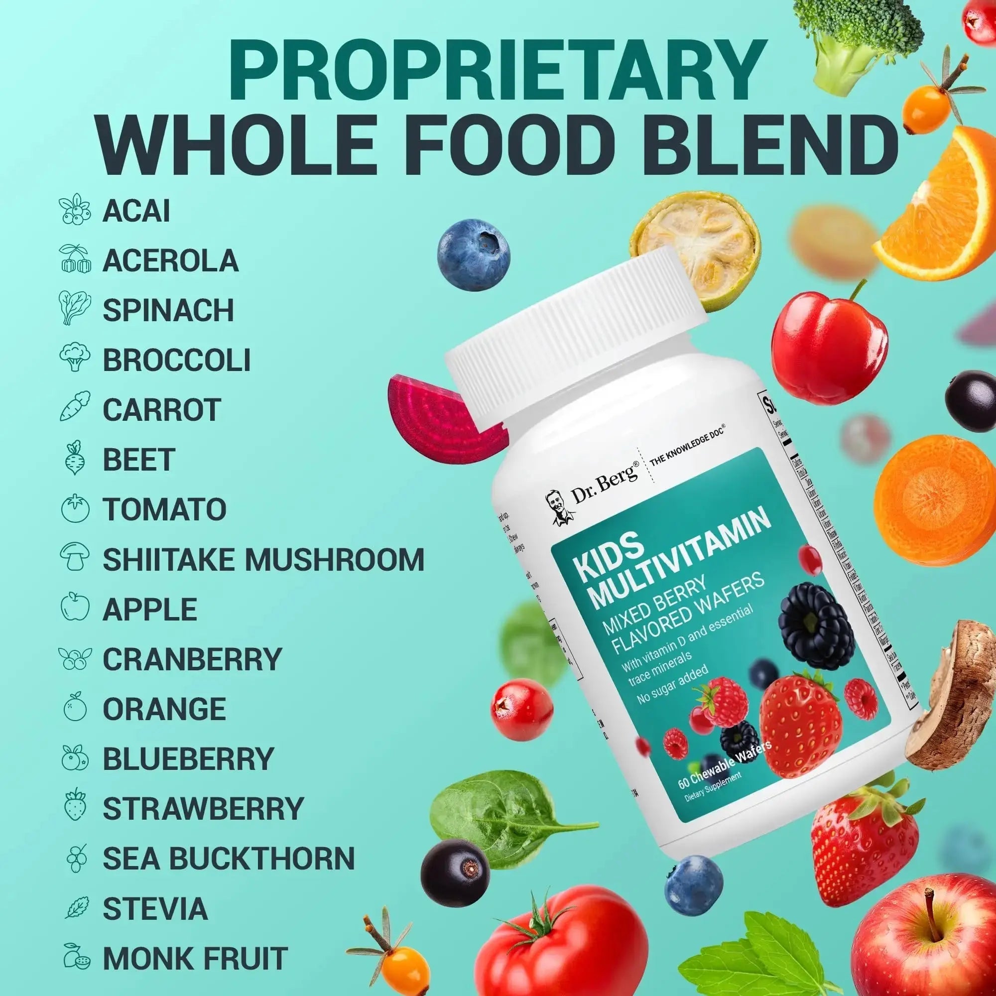 Dr. Berg Kids Chewable Multivitamins (NOT Sweetened w/Sugar) - Daily Multivitamin for Kids That Includes 20 Nutrients & Trace Mineral Complex Dr. Berg Nutritionals Au supplements
