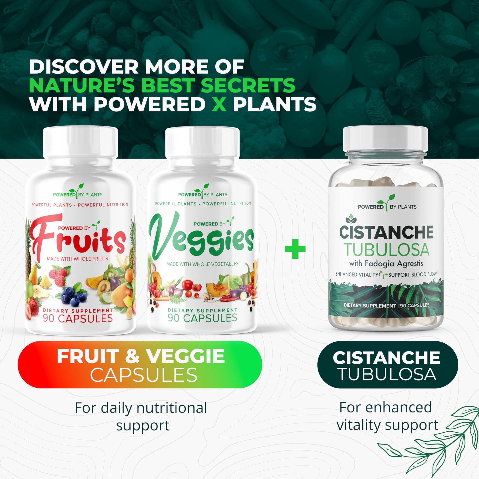 Daily Fruits and Veggies Supplement - 180 Capsules for 30 Days, Non GMO & Gluten Free Superfood with Natural Vitamins - Powered by Plants, 2-Pack POWERED X PLANTS Au supplements