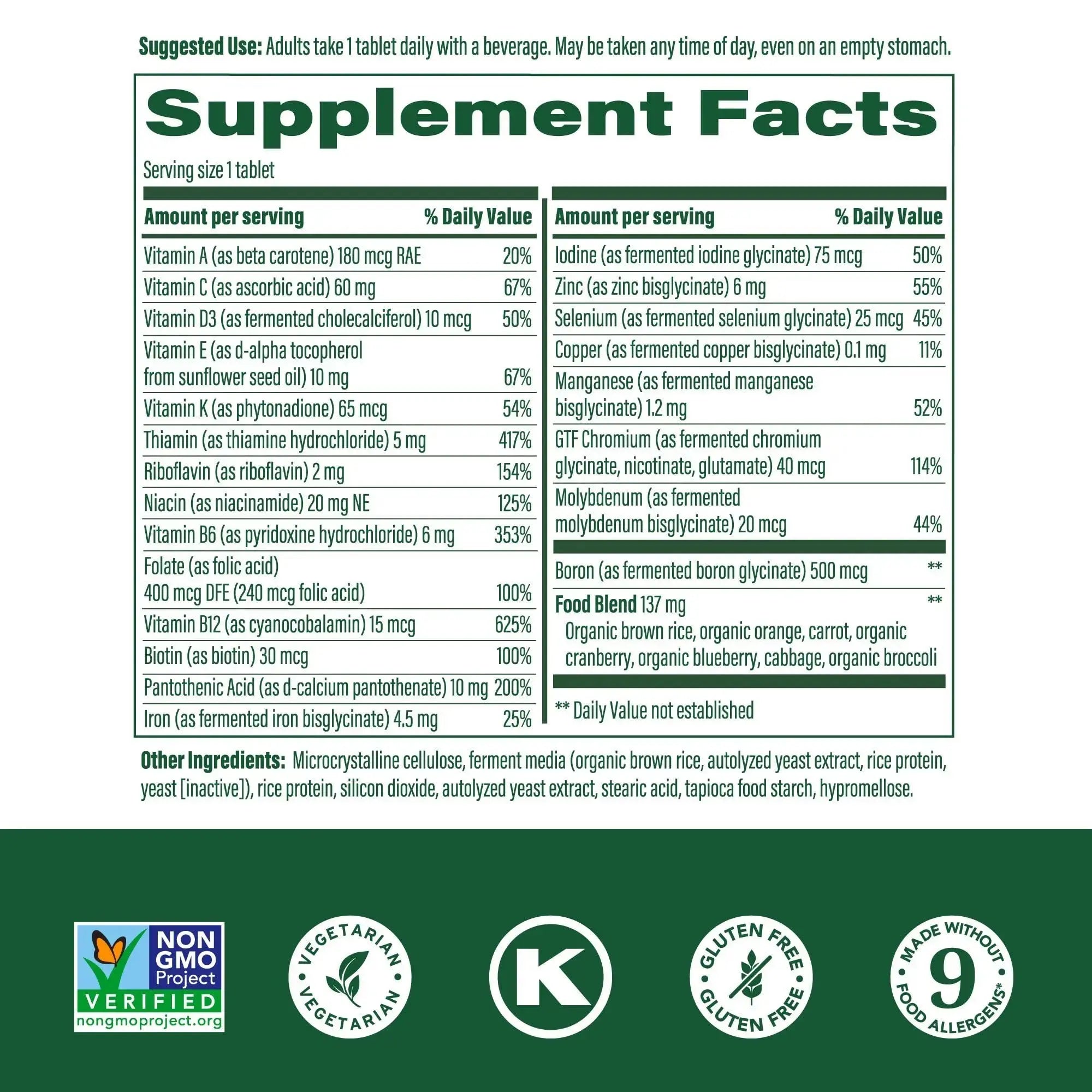 MegaFood One Daily Multivitamin for Women and Men, Immune Support Supplement with Real Food, Vitamin C & Vitamin B, Bone Health, Cellular Energy Metabolism, Vegetarian MegaFood Au supplements