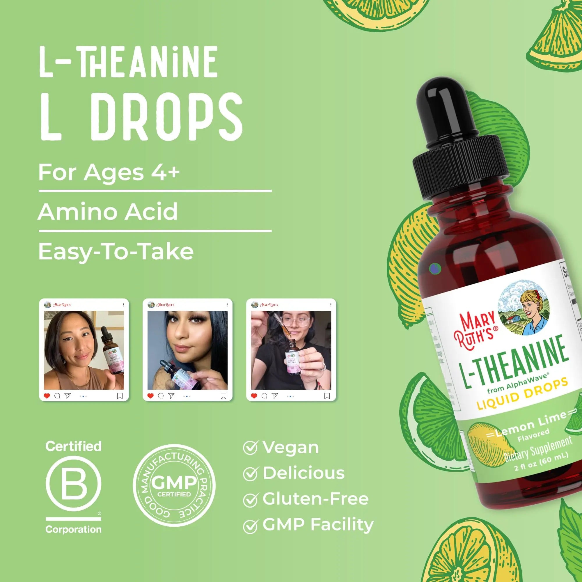 MaryRuth's L Theanine 200mg Liquid Drops | Mood Support for Adults & Kids | Focus Supplement | Natural Sleep Support | Vegan MARYRUTH'S Au supplements