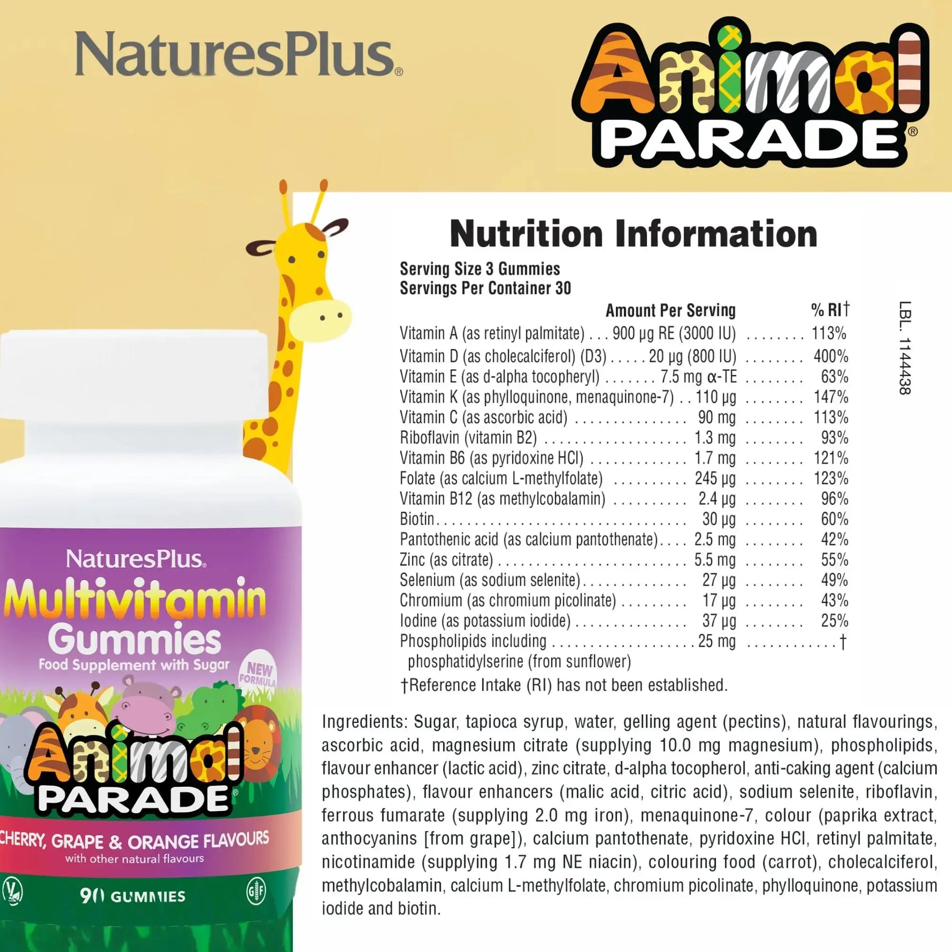 NaturesPlus Animal Parade Multivitamin Children's Gummies - 90 Count - Assorted Cherry, Grape & Orange Flavors NaturesPlus Au supplements