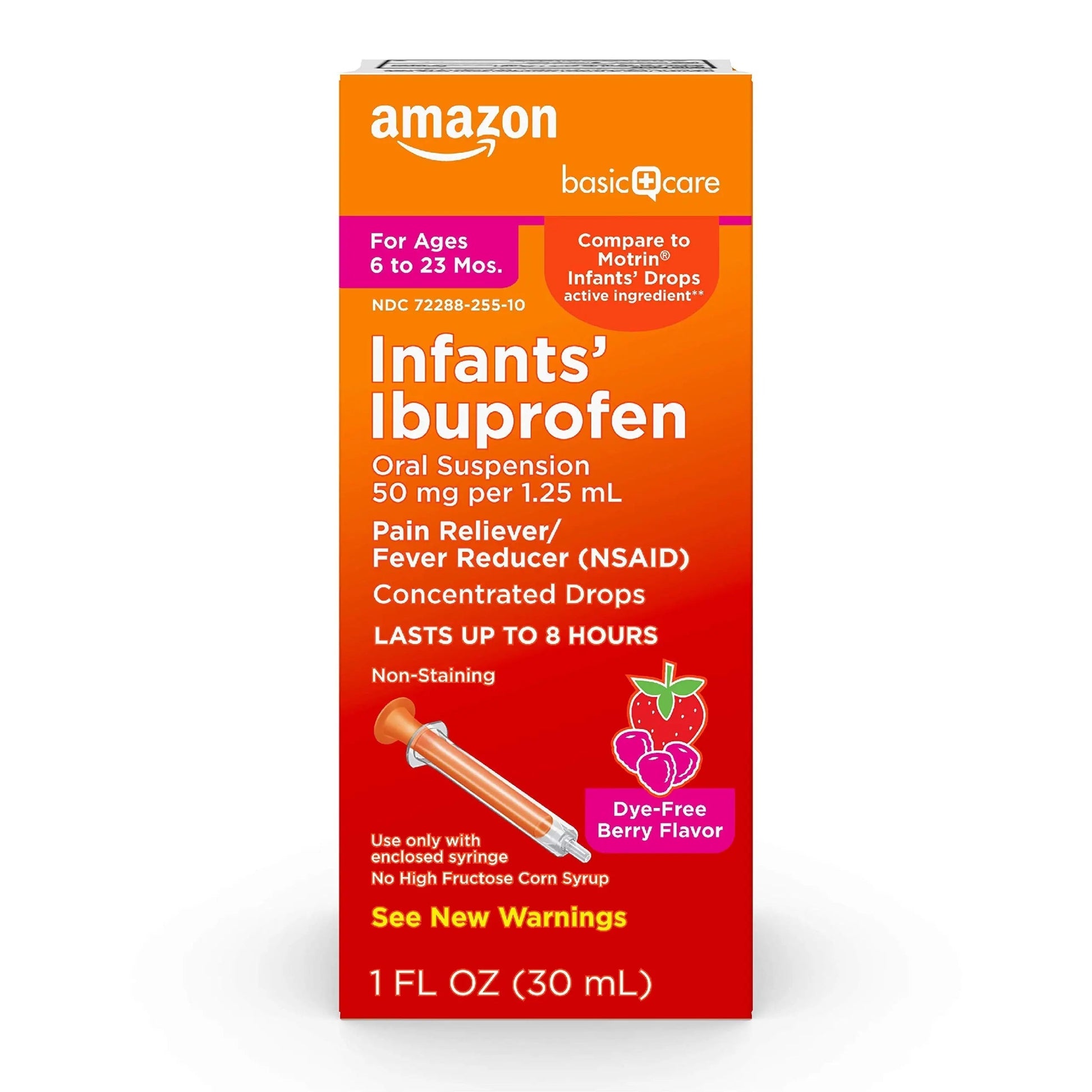 Amazon Basic Care Infants' Ibuprofen Oral Suspension, Pain Reliever and Fever Reducer, 50 mg/1.25 mL, Berry Flavor Concentrated Drops, Dye-Free, 1 fl oz (Pack of 1) Amazon Basic Care Au supplements