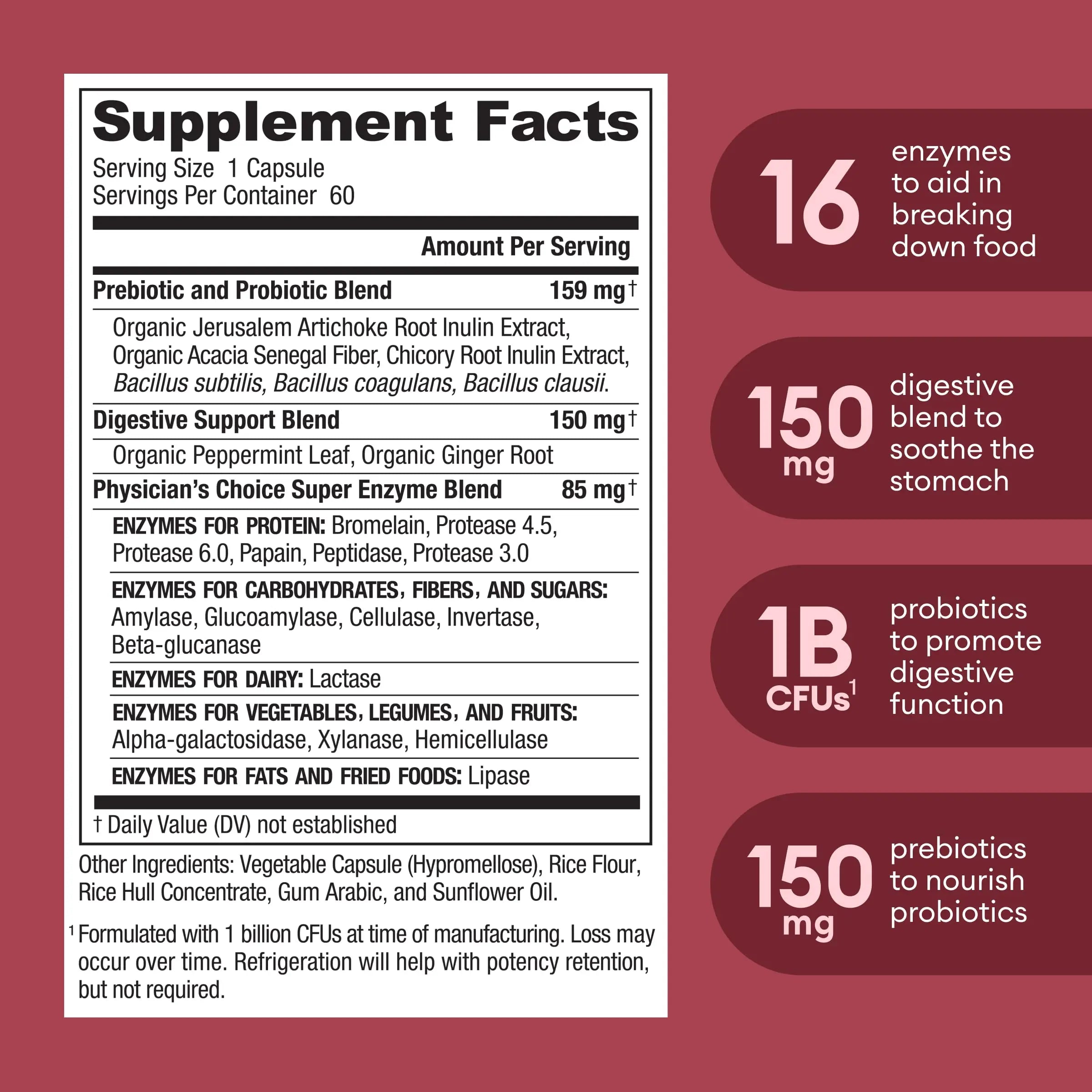 Physician's CHOICE Digestive Enzymes - Multi Enzymes, Bromelain, Organic Prebiotics Physician's CHOICE Au supplements