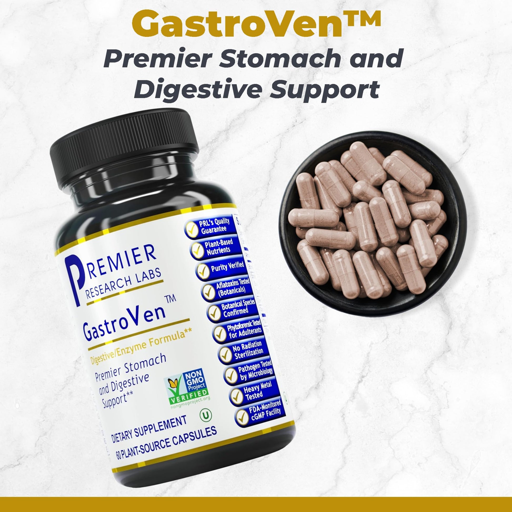 Premier Research Labs GastroVen - Digestive Enzymes for Women & Men, Digestive Health Supplement, Supports Healthy Gut Microbiome w/Bromelain, Ginger - 60 Capsules Premier Research Labs Au supplements