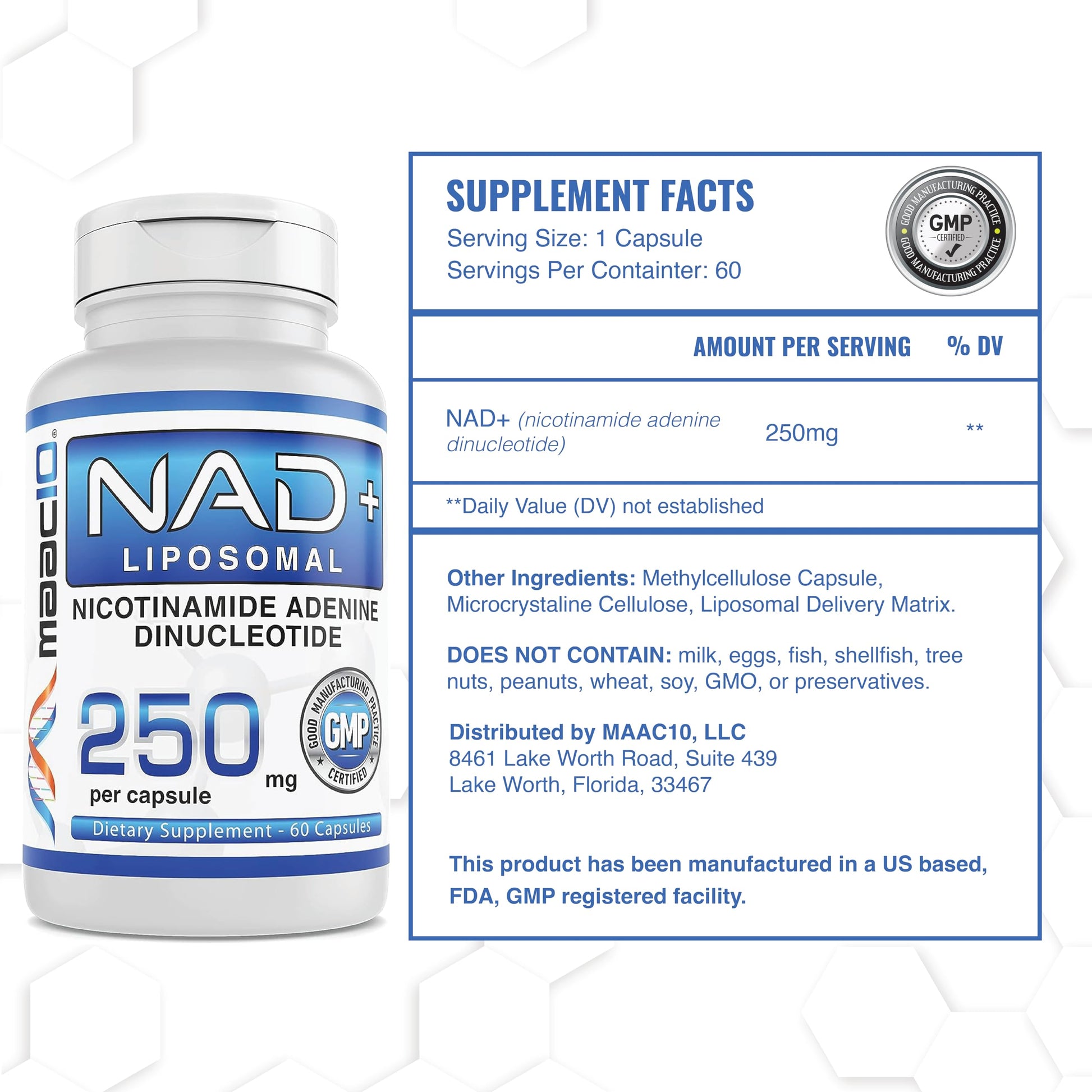 MAAC10 Liposomal NAD Supplement 500mg Serving (2x250mg Capsules) Actual Nicotinamide Adenine Dinucleotide MAAC10 Au supplements