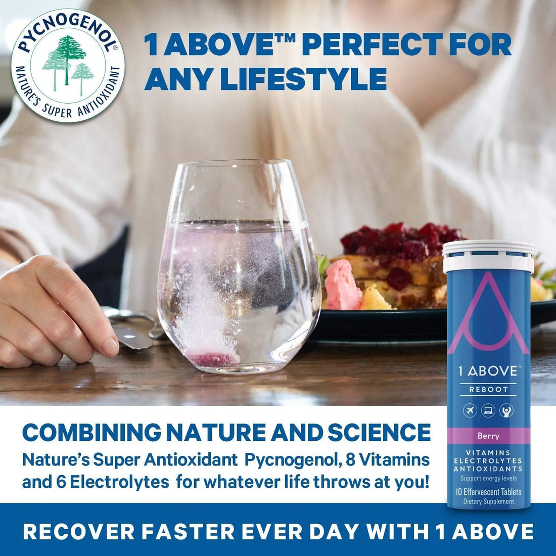 1Above Jet Lag Relief Tablets - Citrus-Flavored Effervescent Multivitamin with Pycnogenol Travel Supplement for Hydration, Energy 1ABOVE Au supplements