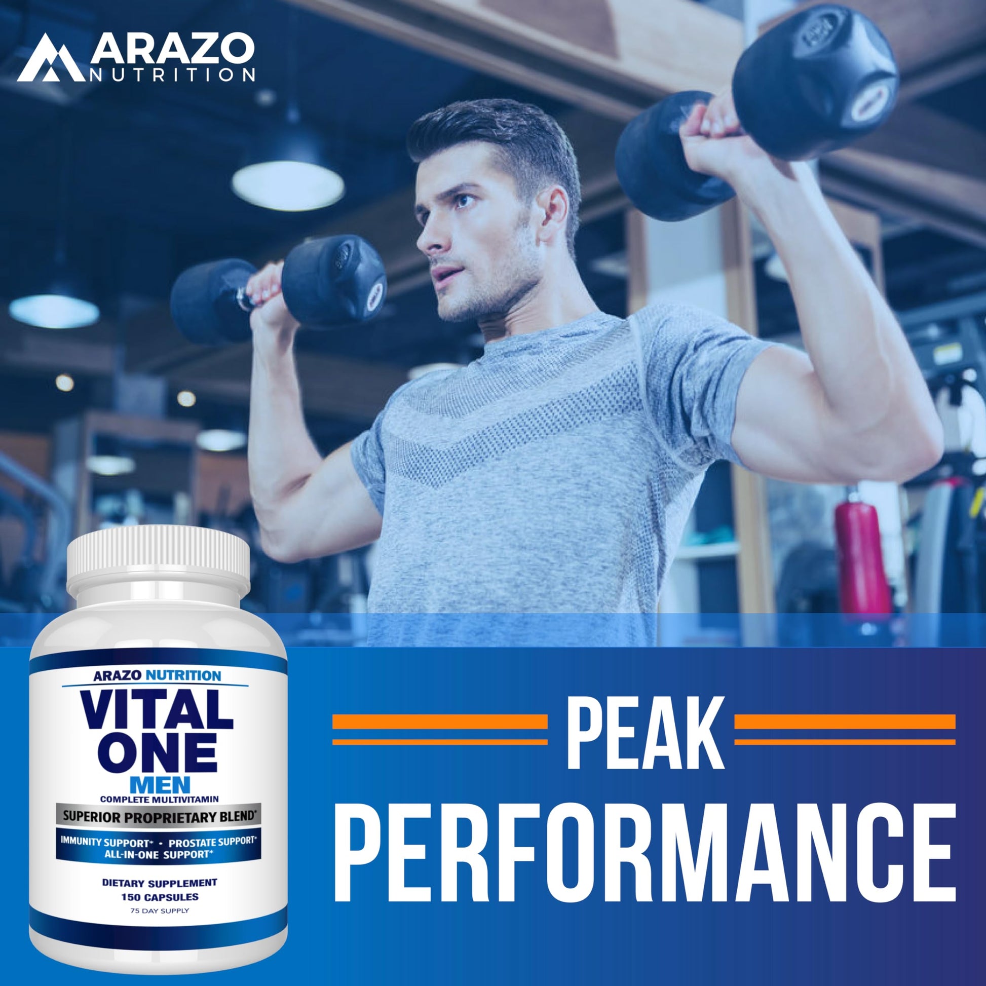 Arazo Nutrition Vital One Multivitamin for Men – Daily Wholefood Supplement - 150 Vegan Arazo Nutrition Au supplements