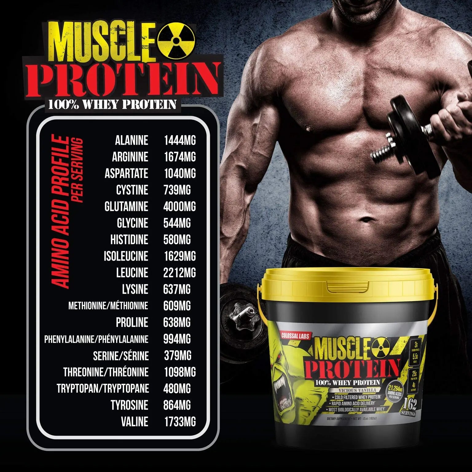 Colossal Labs Whey Protein Blend [12 Pounds/Pack of 1]–Vicious Vanilla, Cold Filtered COLOSSAL LABS Au supplements
