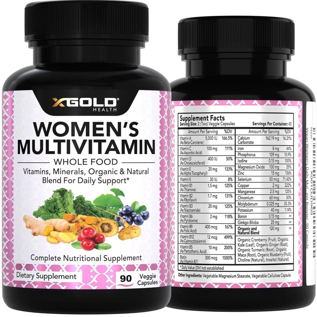 Vegan Women's Daily Multivitamin 50 Plus with Organic WholeFood Based Natural Ingredients, Ginger, Maca, Multi-Vitamin B Complex & More X Gold Health Au supplements