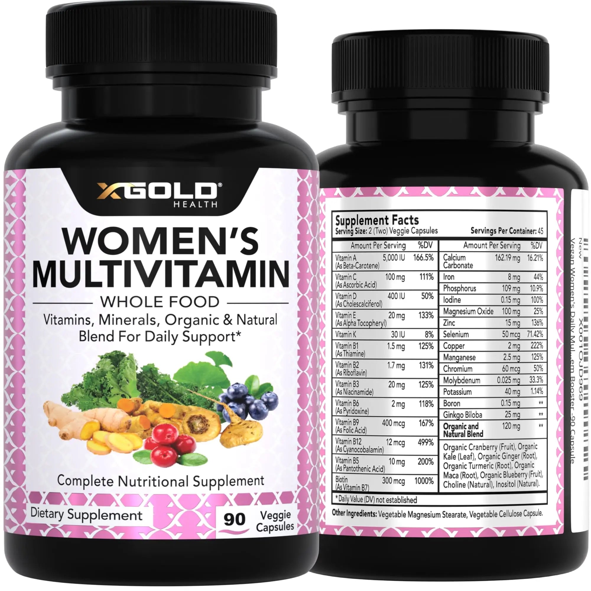 Vegan Women's Daily Multivitamin 50 Plus with Organic WholeFood Based Natural Ingredients, Ginger, Maca, Multi-Vitamin B Complex & More X Gold Health Au supplements