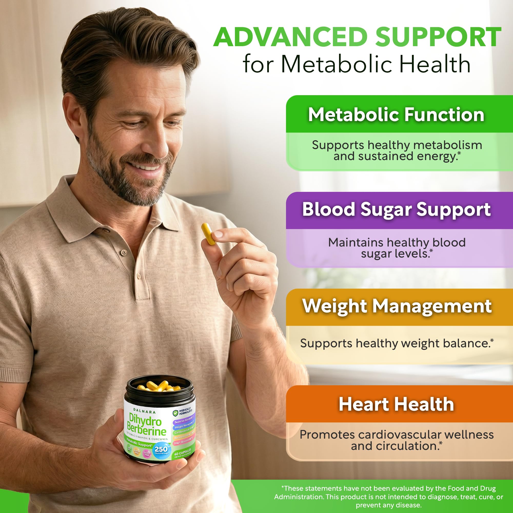 Dalnara Dihydroberberine Capsules 250mg, 60 Count - Supports Metabolic Wellness & Balanced Energy, Non-GMO,Dihydroberberine Supplement Dalnara Au supplements