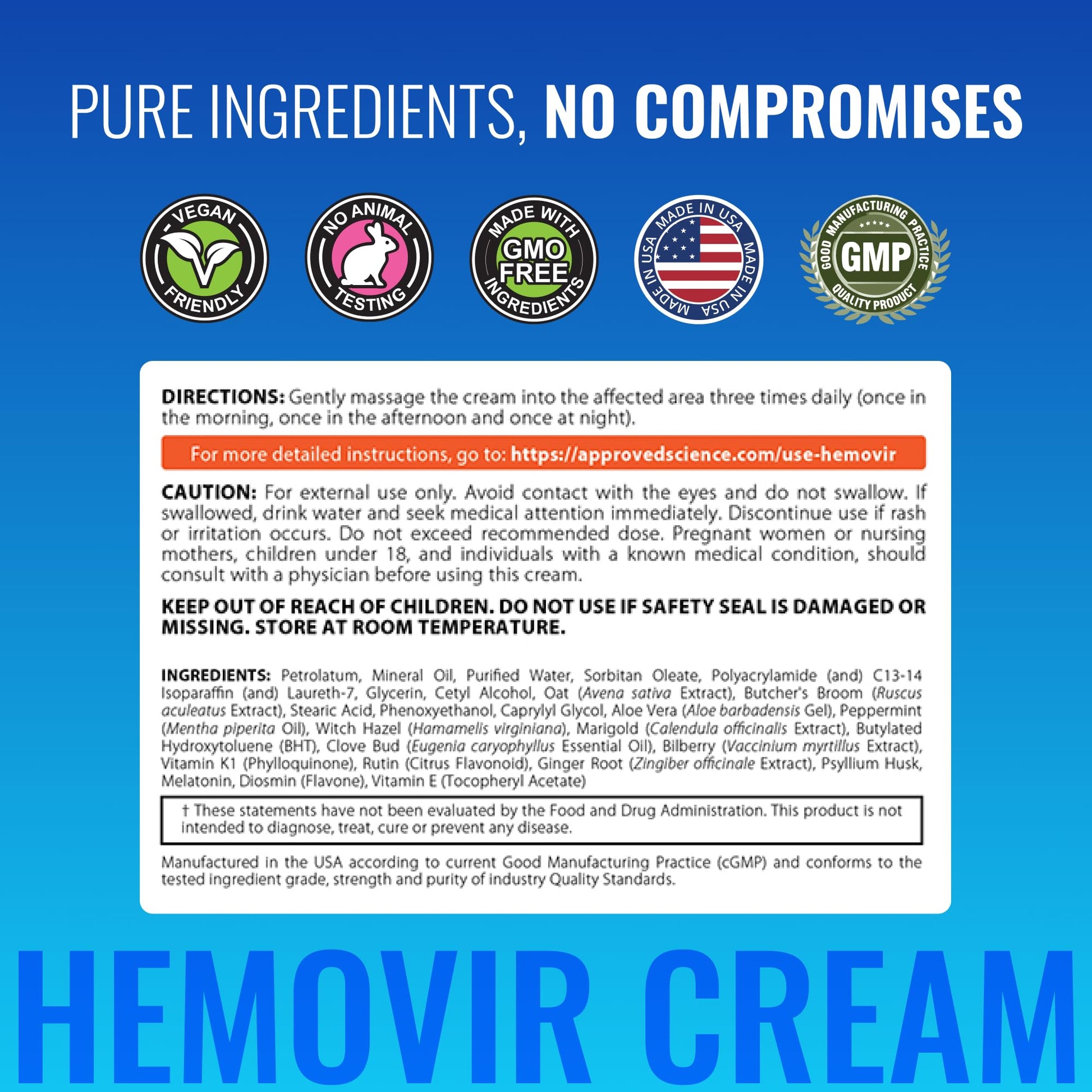 Approved Science Hemovir - Hemorrhoid Capsules and Cream - Dual-Action Stops Itching and Optimizes Blood Flow - Internal and External Care - 45 Capsules + 2 Fl Oz - Vegan - Non GMO - Made in The USA Approved Science Au supplements