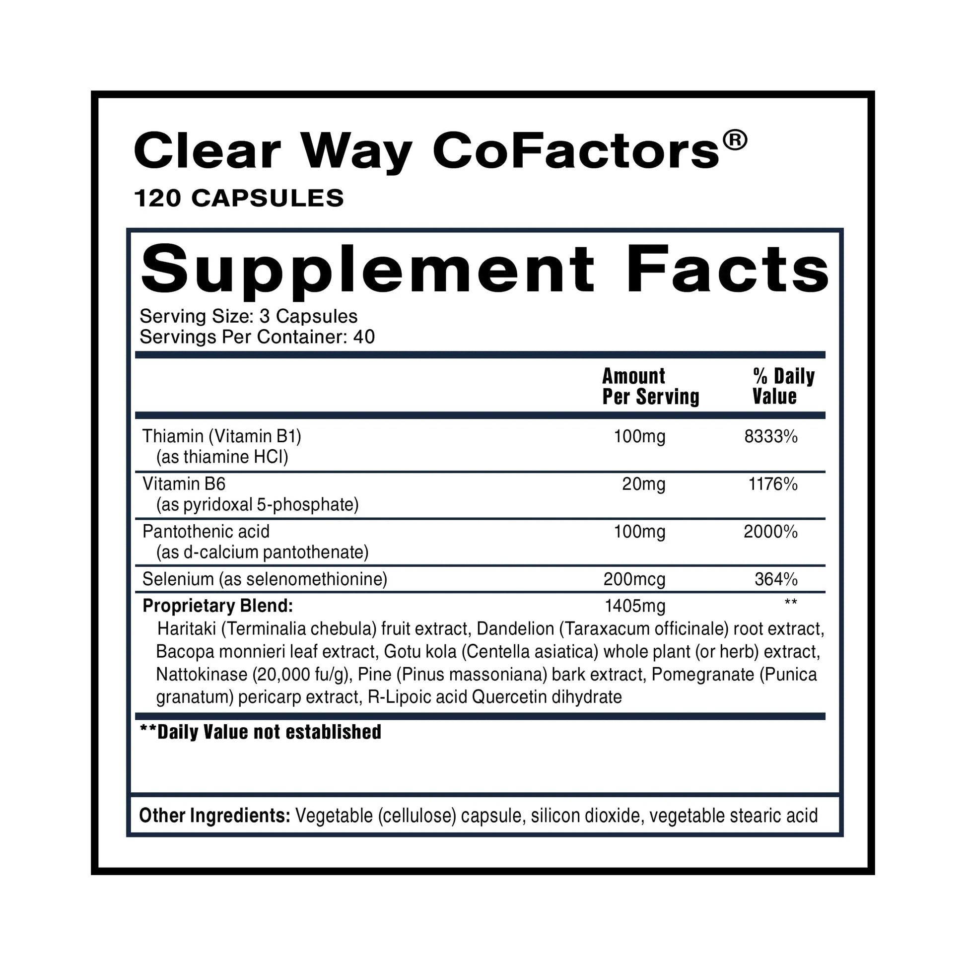 Quicksilver Scientific Clear Way Cofactors - Body Detox Cleanse Support with Vitamin B1, Dandelion Extract, Quercetin & Nattokinase Enzyme - Antioxidant Cleanse to Support Gut Health (120 Capsules) Quicksilver Scientific Au supplements