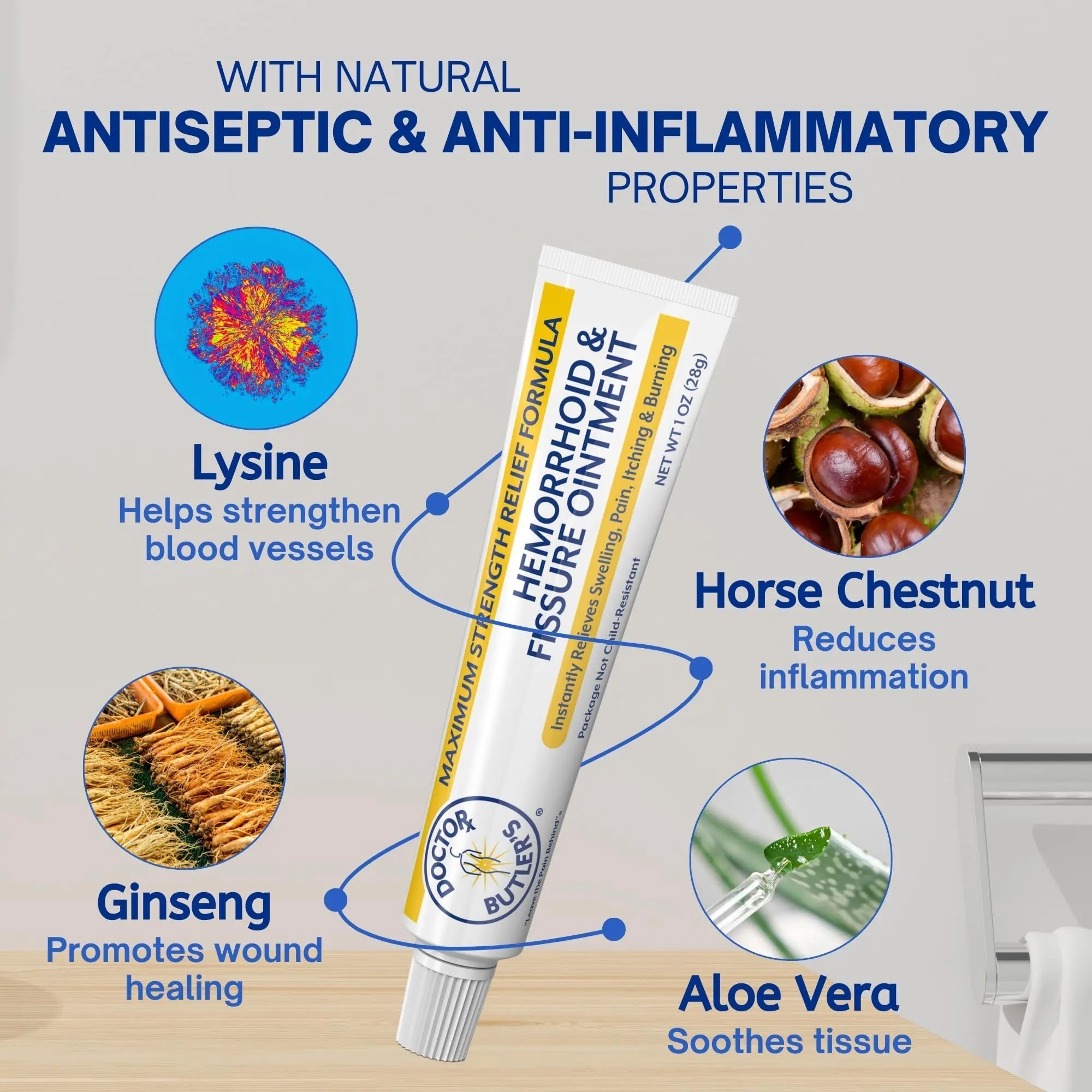 Doctor Butler’s Hemorrhoid & Fissure Ointment – Hemorrhoid Treatment and Hemorrhoid Cream with Lidocaine and Phenylephrine HCI for Fast Acting Relief of Pain, Swelling, Discomfort, and Itching (1 oz.) Doctor Butler's Au supplements
