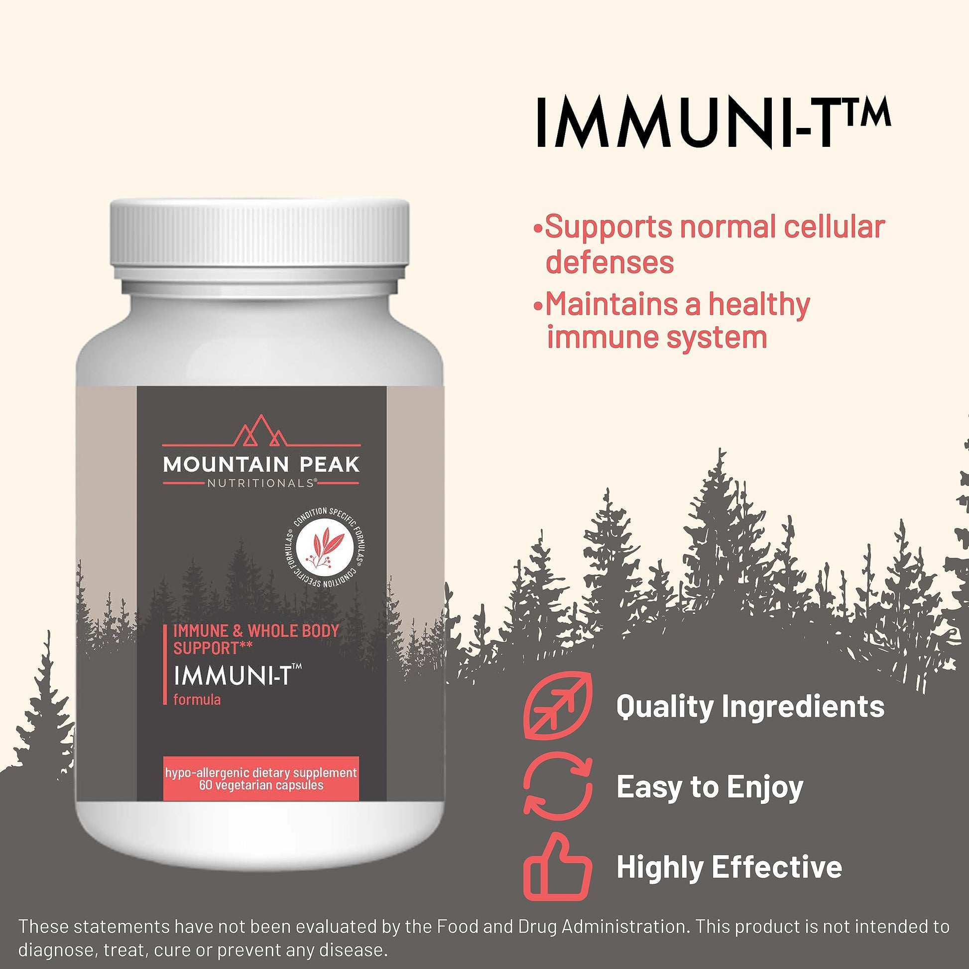 Mountain Peak Nutritionals Immuni-T Advanced Immune Support Supplement - 4-in-1 Formula with Vitamin C, A, Zinc, & Mushroom Blend - Daily Wellness & Seasonal Defense (60 Vegetarian Capsules) Mountain Peak Nutritionals Au supplements