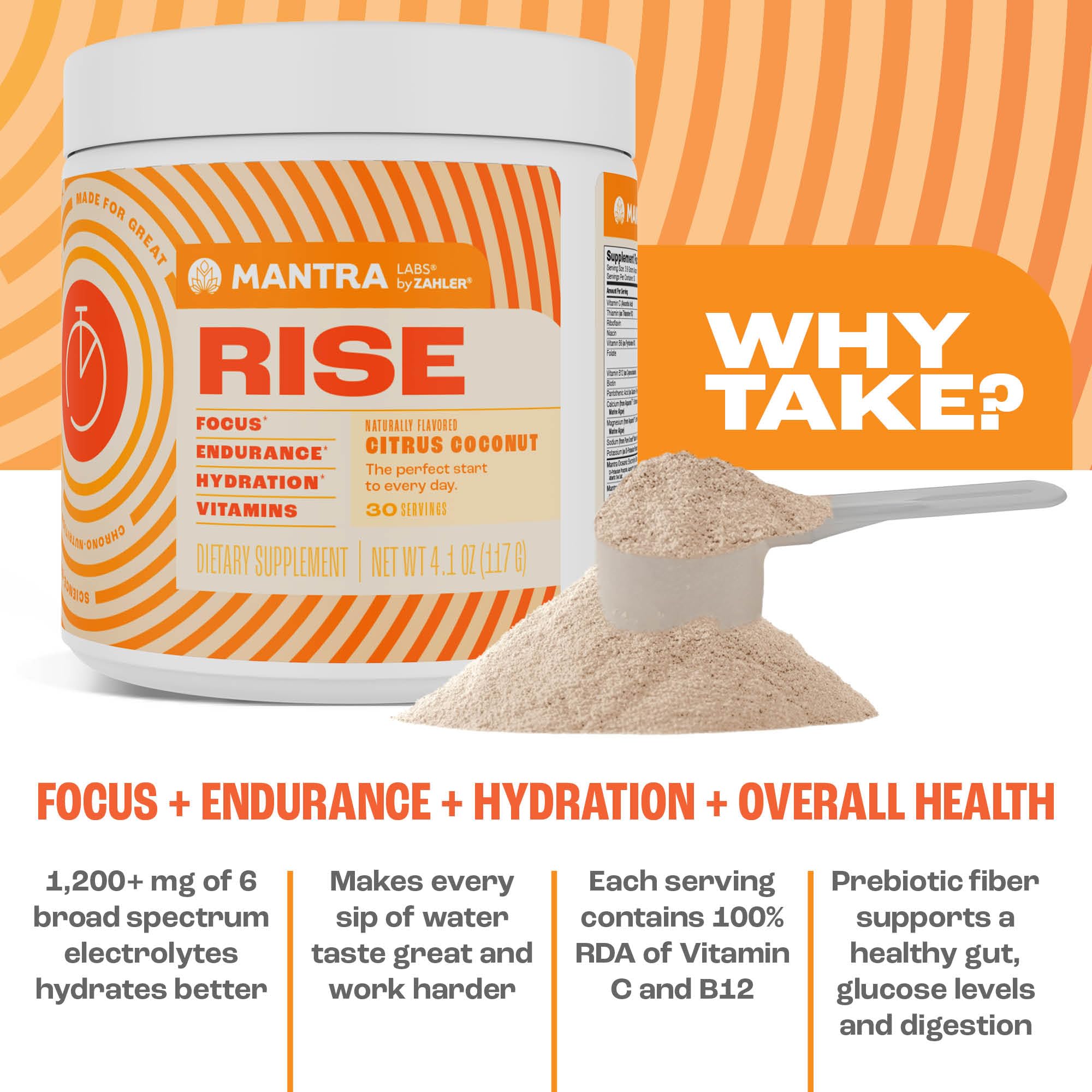 Zahler Mantra Rise, The Energy and Focus Supplement, Citrus Coconut Flavored, 30 Servings. Zahler Au supplements