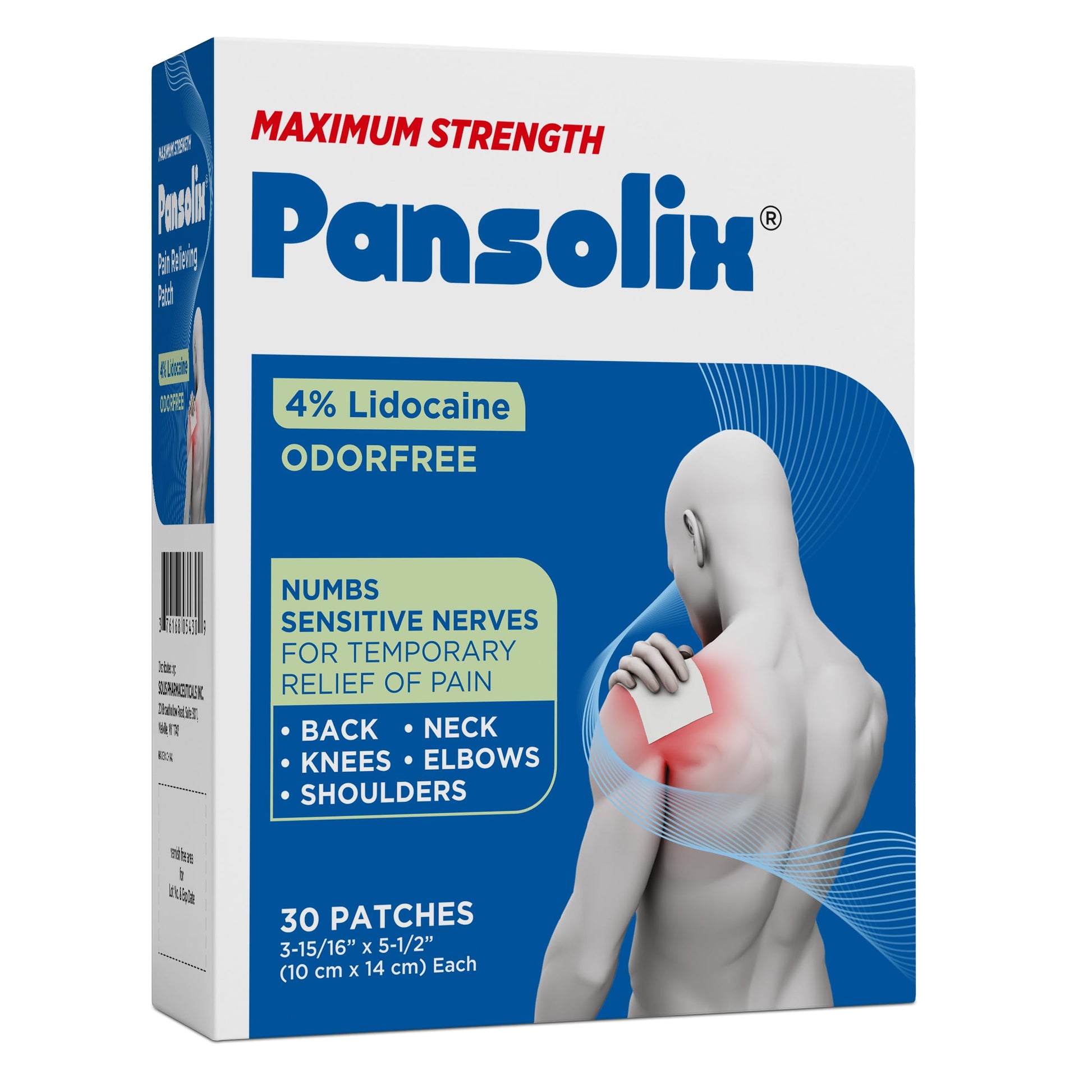 Pansolix Lidocaine Pain Relief Patches 4% | Topical Analgesic Patch | 10 x 14 cm | Skin Tone | Pack of 30 Pansolix Au supplements