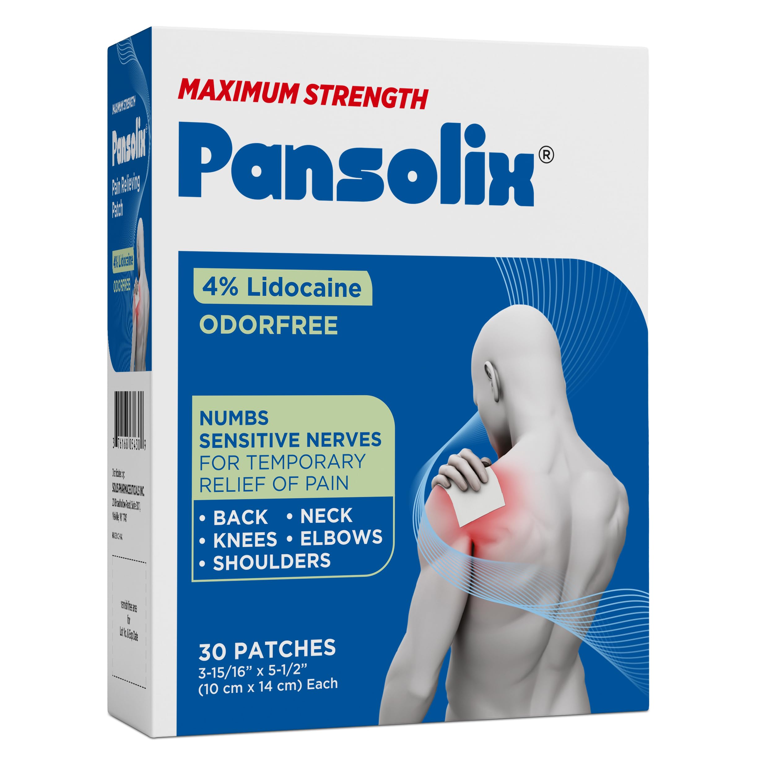 Pansolix Lidocaine Pain Relief Patches 4% | Topical Analgesic Patch | 10 x 14 cm | Skin Tone | Pack of 30 Pansolix Au supplements