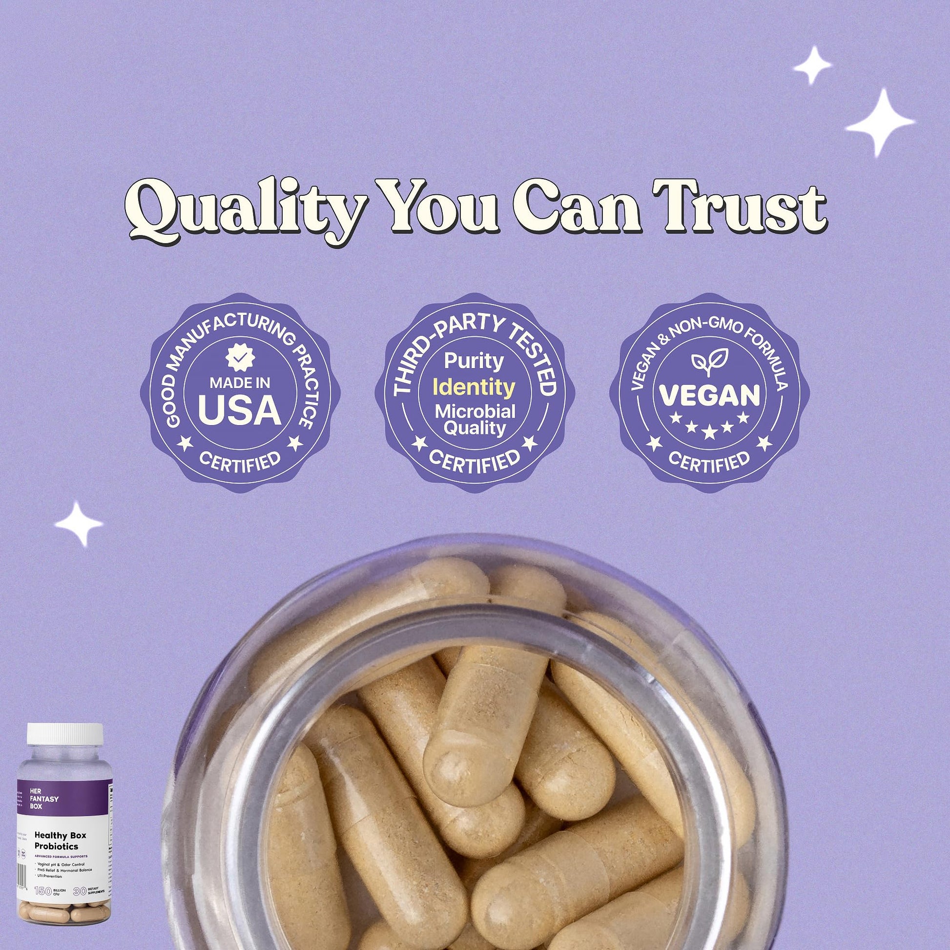 Her Fantasy Box | Healthy Box | Vaginal Probiotics for Women – Prebiotics + Advanced Lactobacillus Blend – Hormonal Balance, PMS Relief – Feminine Health Support with Cranberry & D-Mannose Her Fantasy Box Au supplements
