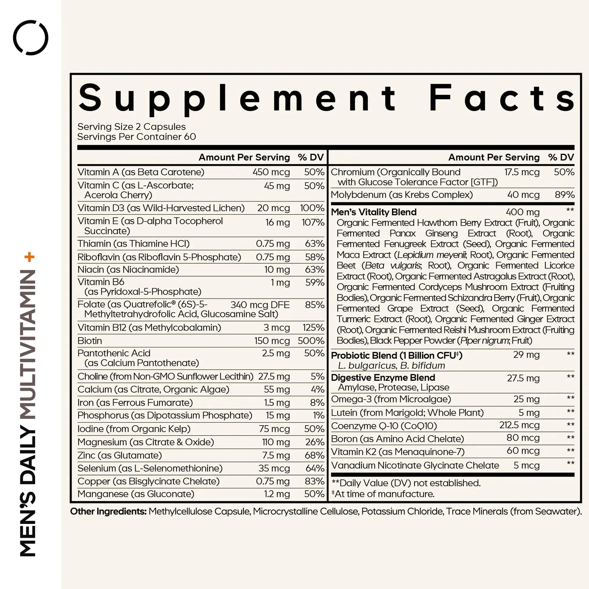 Codeage Men’s Daily Multivitamin – 25+ Essential Vitamins & Minerals, Organic Whole Foods, Probiotics, Omega-3, Zinc Codeage Au supplements
