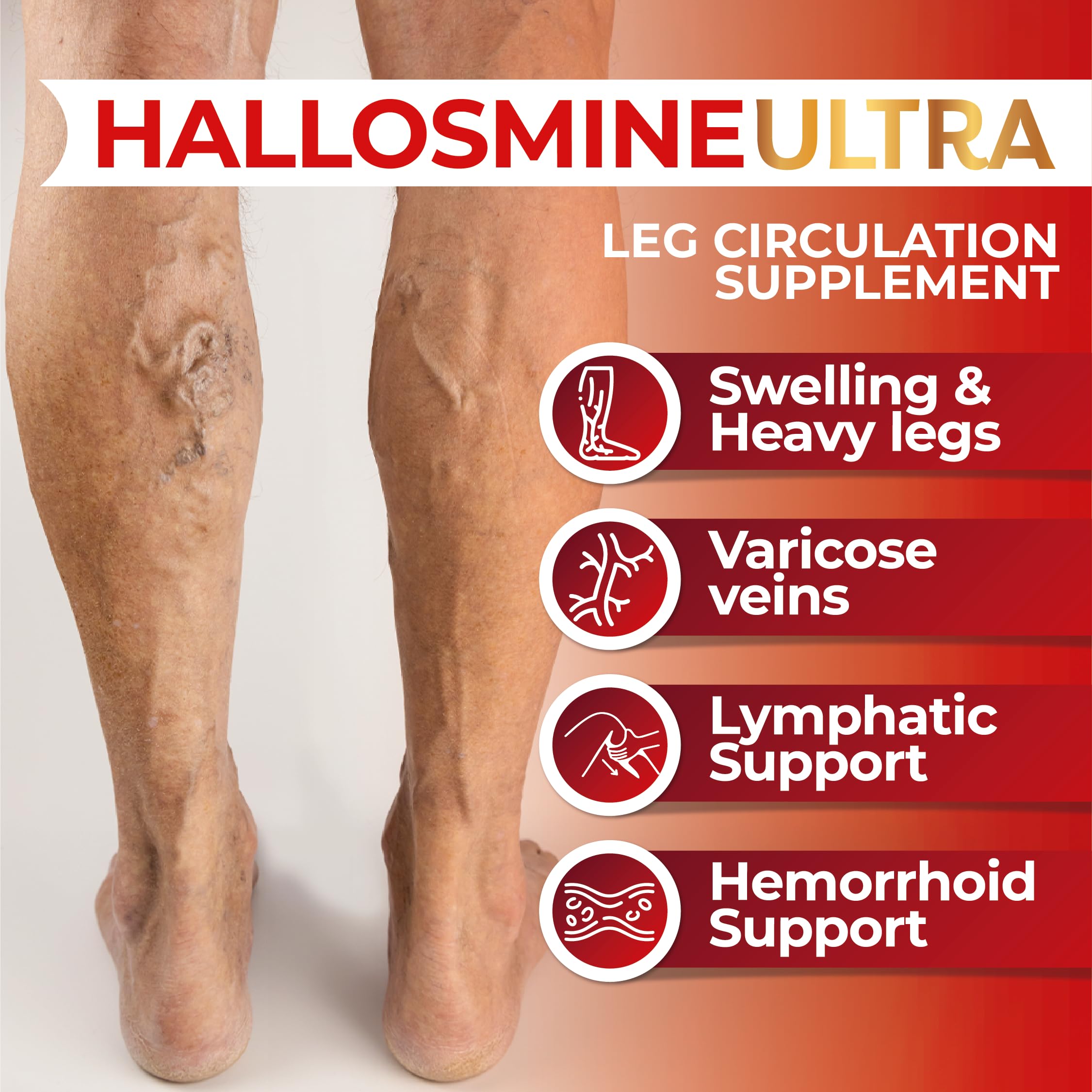 Hallosmine Ultra 650mg Diosmin Hesperidin, 60 Capsules + FREE Leg Cream with Diosmin, Hesperidin & Horse Chestnut, 4 oz | Blood Circulation & Vein Support Supplement, GMO Free, Gluten Free Hallusa Natural Au supplements