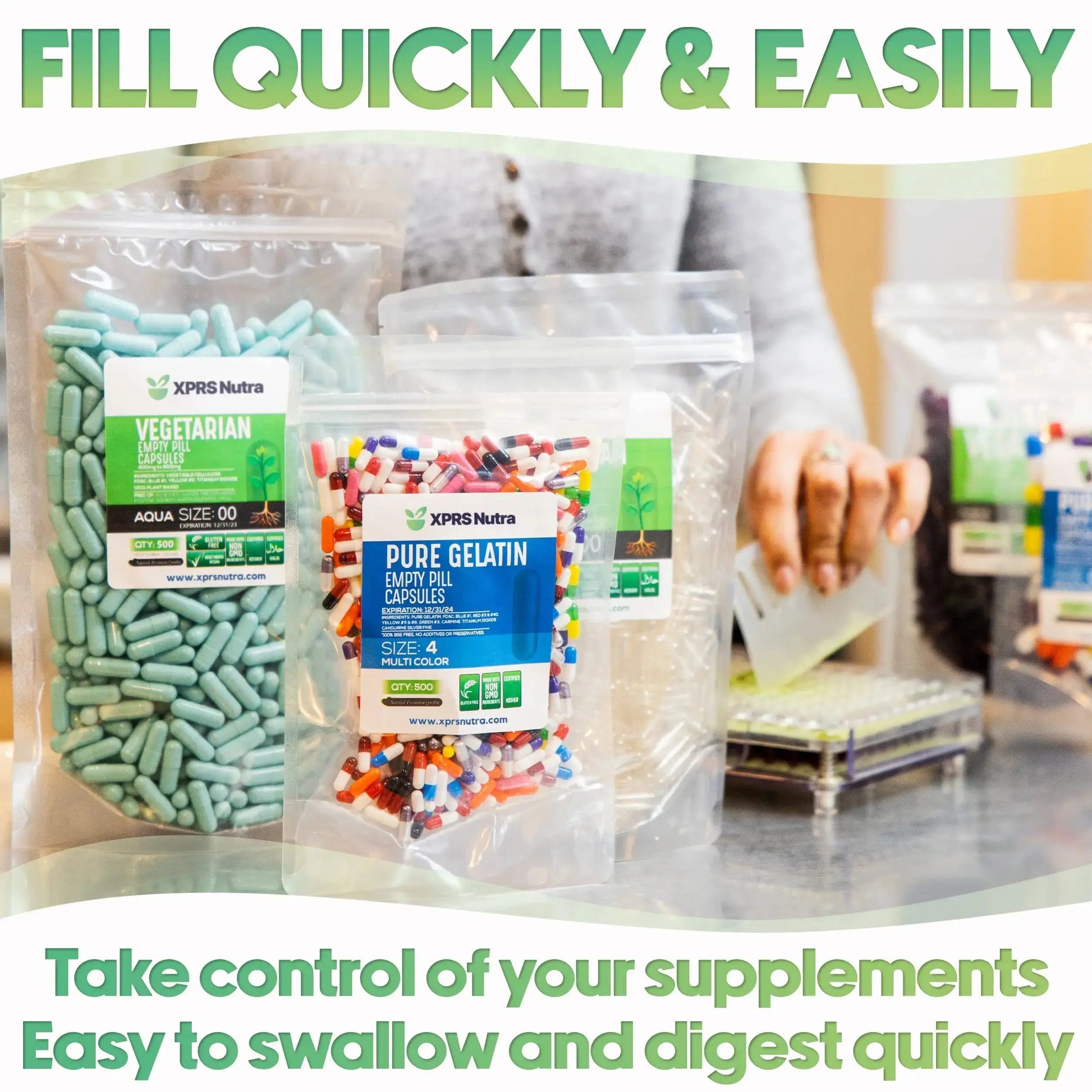 XPRS Nutra Size 3 Empty Capsules - 500 Count Empty Gelatin Capsules - Pills DIY Capsule Filling - Pure Bovine Pill Gel Caps Fillable XPRS Nutra Au supplements