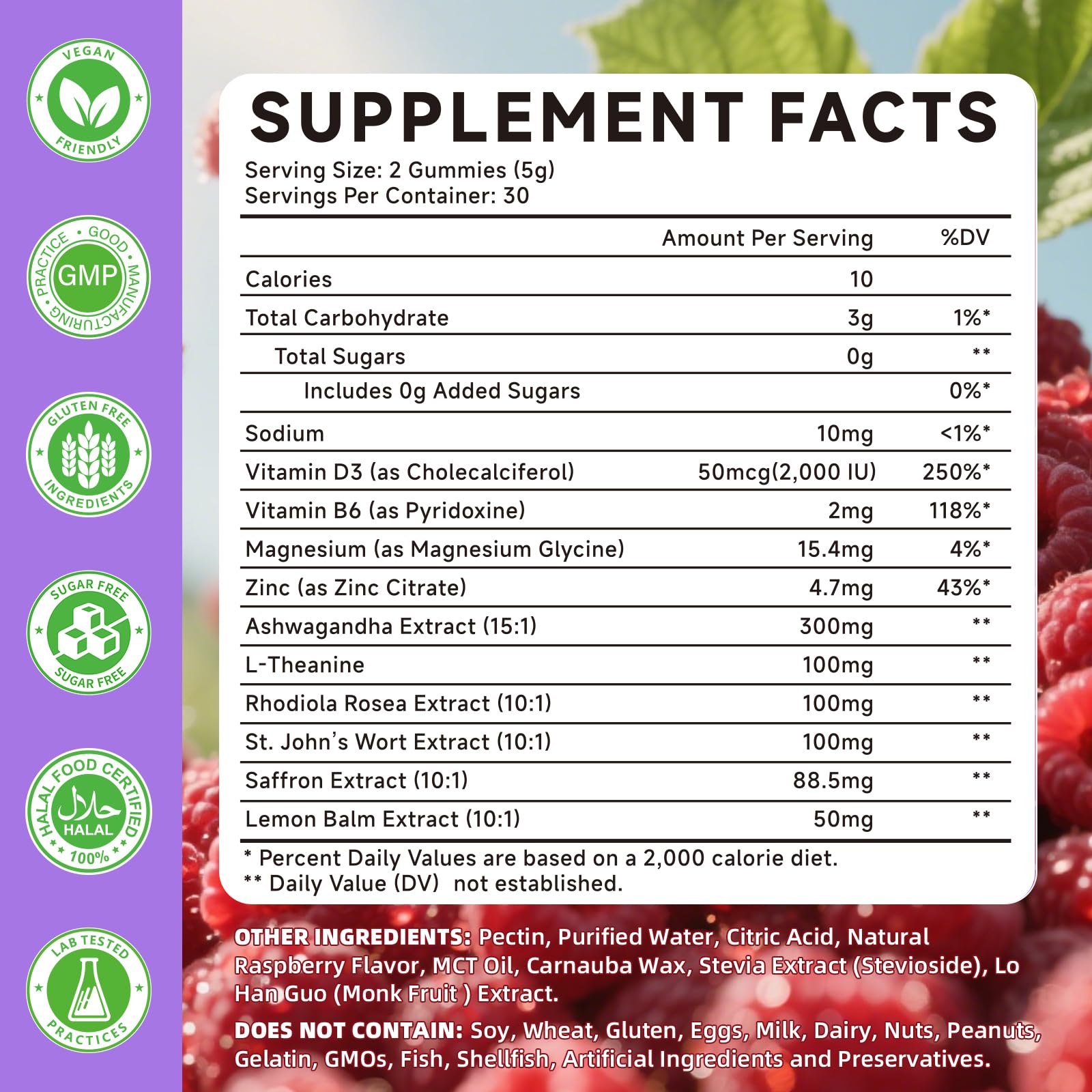 Saffron Supplement Gummies for Kids & Adults Supports Antioxidant Function with Ashwagandha, L-Theanine, Rhodiola Rosea, Lemon Balm, Vitamin D3, B6, Magnesium & Zinc – Raspberry Flavor, 60 Count Mchokuu Au supplements