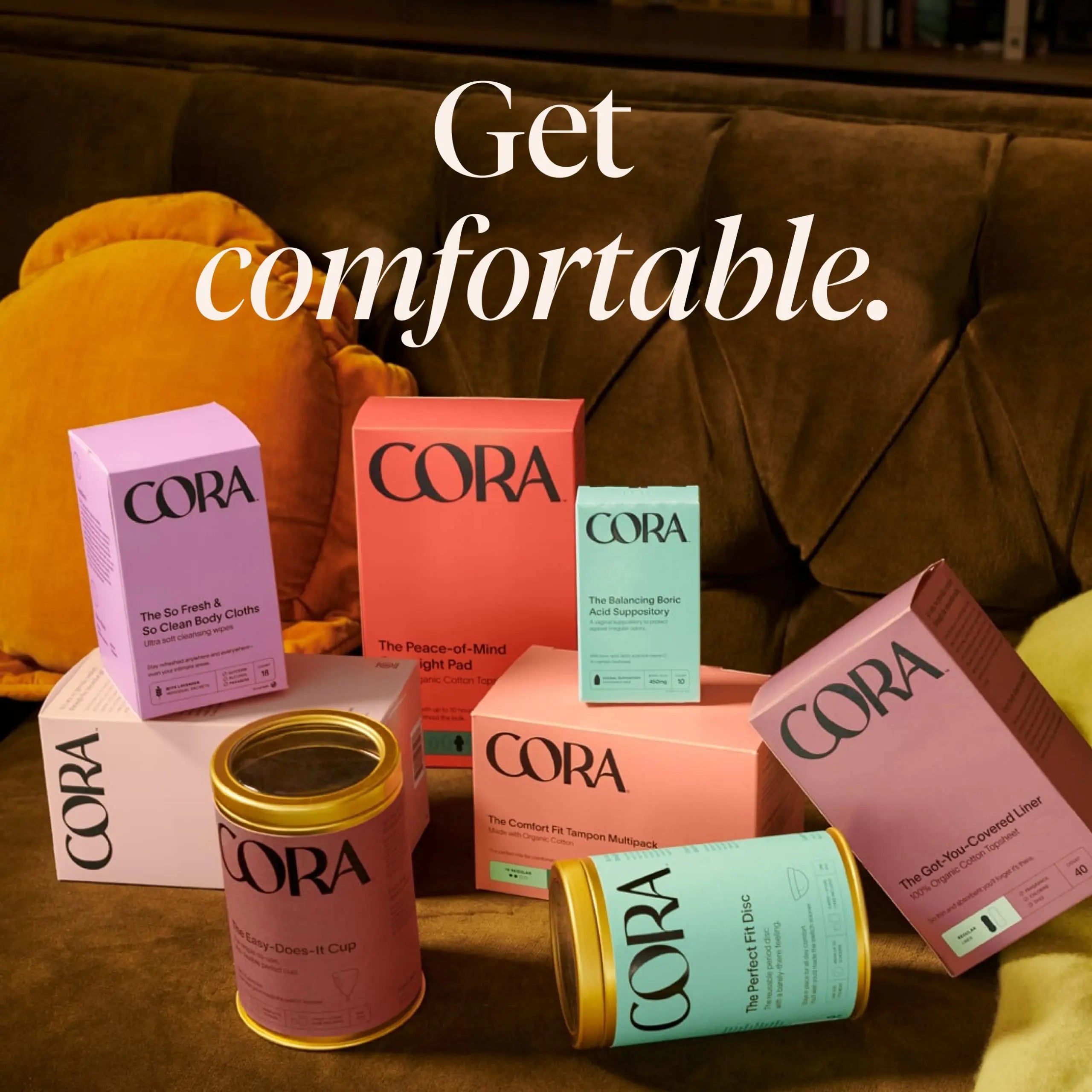 Cora Organic Pads | Ultra Thin Period Pads with Wings | Overnight Absorbency | Ultra-Absorbent Cora Au supplements