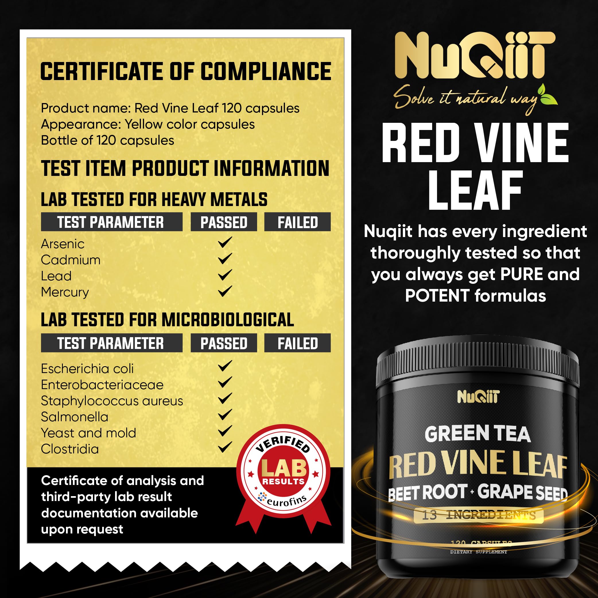 Red Vine Leaf Extract 15000mg Beet Root 3000mg Organic Green Tea 3000mg Supplement & More - Support Heart Health, Strength, Immune System & Body Management - 120 Vegan Capsules for 2-Month Supply NUQIIT Au supplements