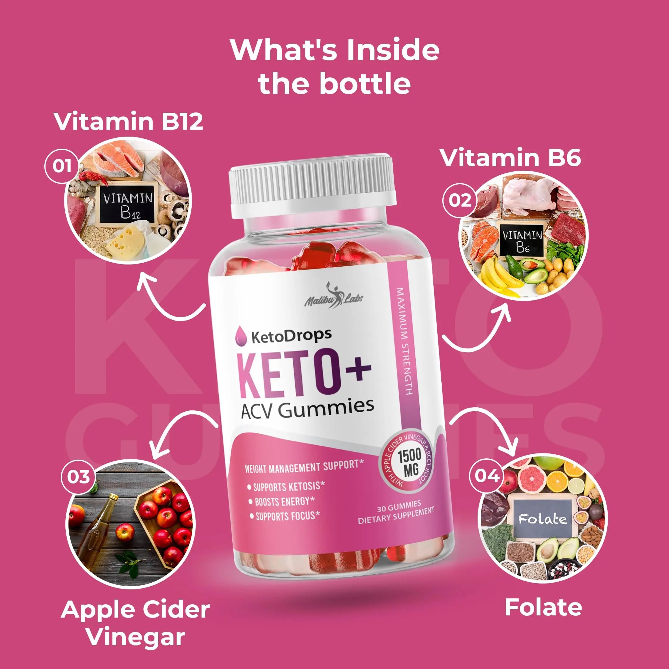 Keto Drops ACV Gummies Weight Loss - 1500mg Once a Day, Strong Time Released Malibu Labs Au supplements