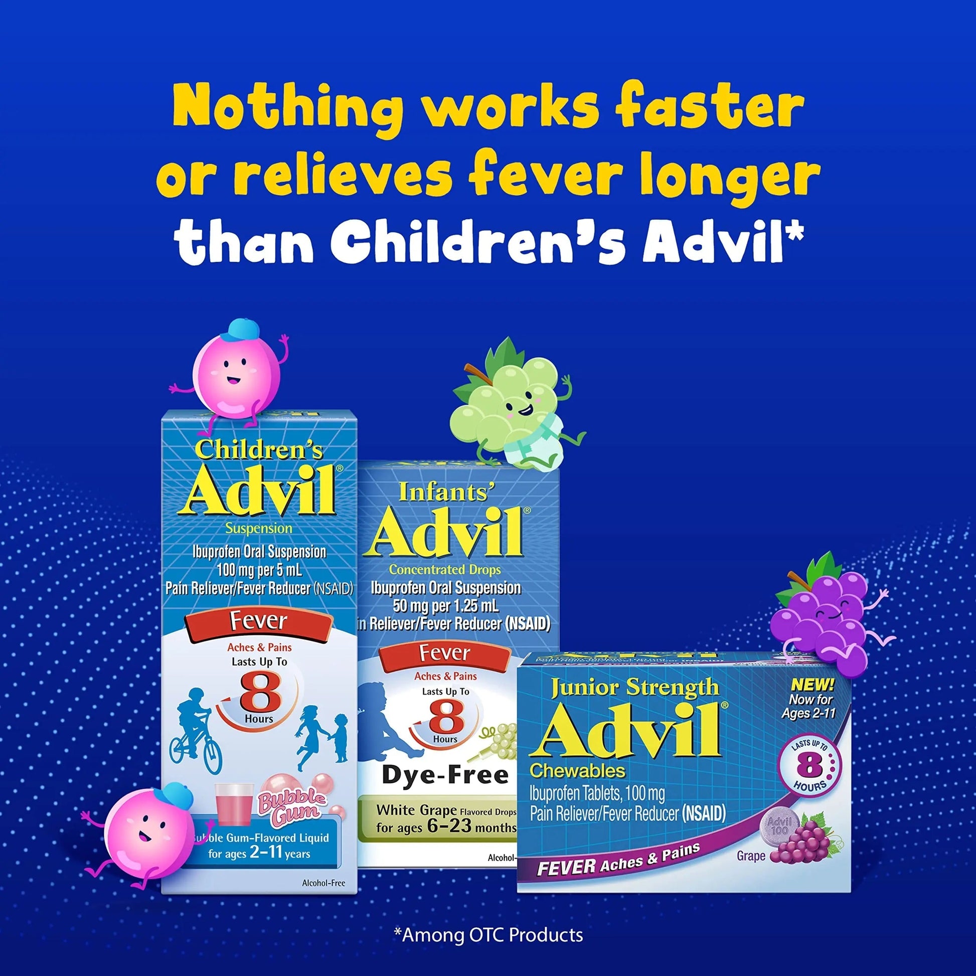 Children's Advil Pain Reliever and Fever Reducer, Dye Free and Sugar Free Ibuprofen Oral Suspension, Berry Flavored - 4 Fl Oz Children's Advil Au supplements