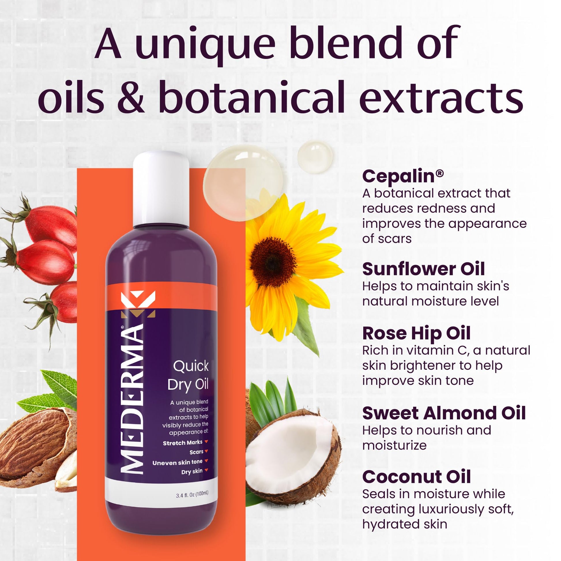 Mederma Quick Dry Oil, Scar and Stretch Mark Treatment, Helps to Improve the Appearance with Natural Botanical Extracts, Paraben Free, Fast-Absorbing, 3.4oz (100ml) Mederma Au supplements