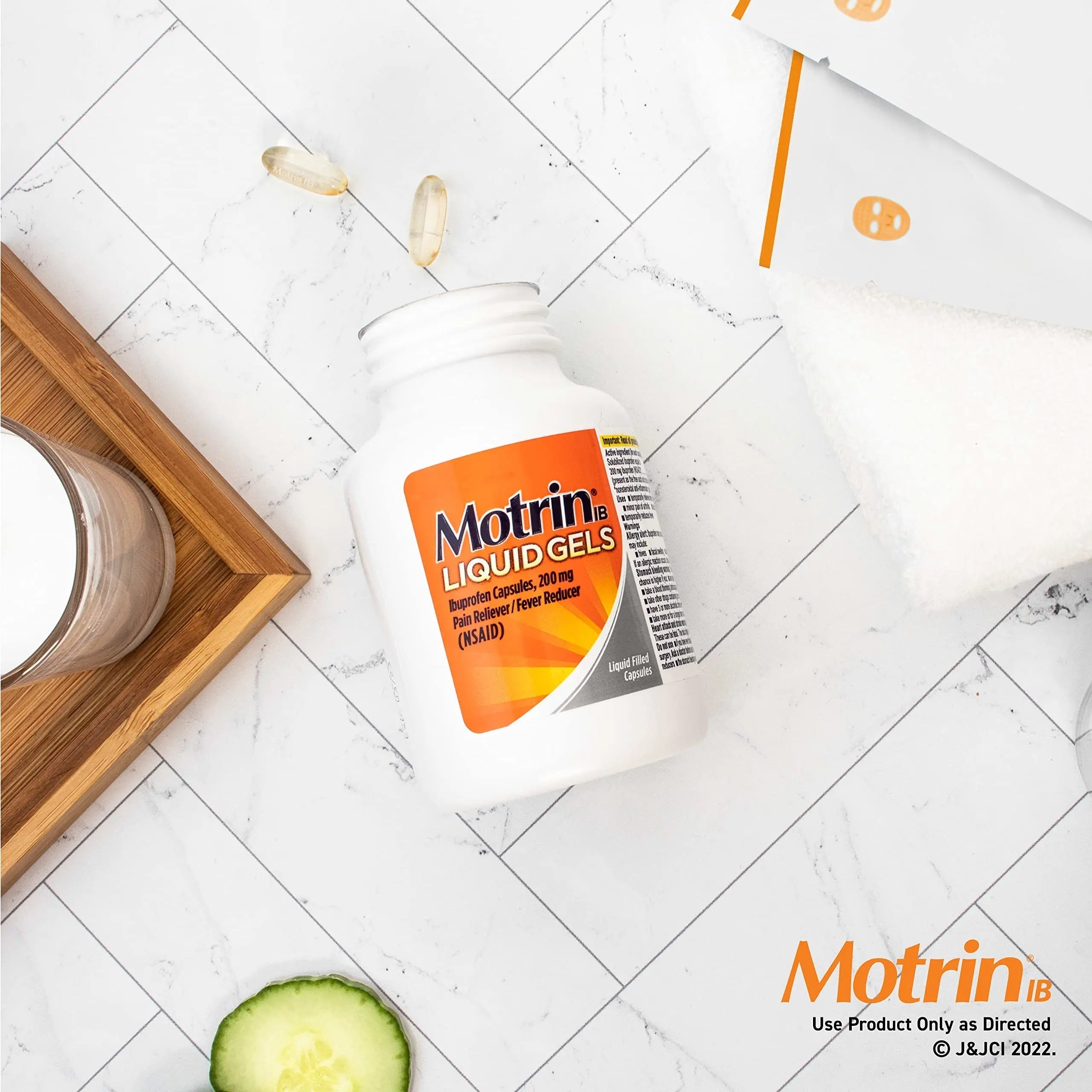 Motrin IB Liquid Gels with 200mg Ibuprofen per Caplet, Pain Reliever & Fever Reducer for Adults, Relief from Minor Arthritis Pain, Muscle Aches, Headache, Menstrual Cramps & Backache, 120 ct Motrin Au supplements