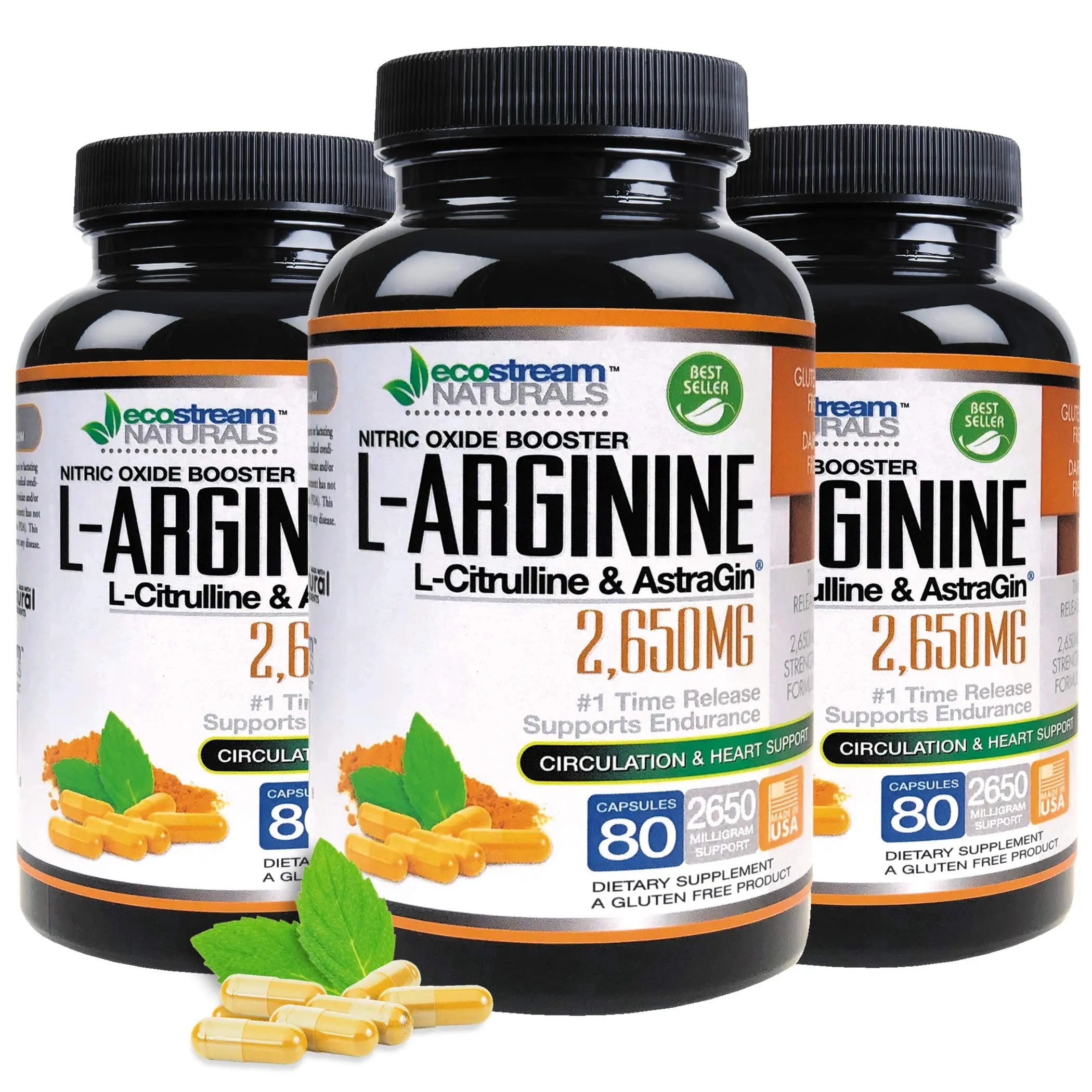ecostream Naturals MAX 2650mg Nitric Oxide Booster L-Arginine - L-Citruline and Astragin - Time Release 2650 MAX Formula ecostream Naturals Au supplements