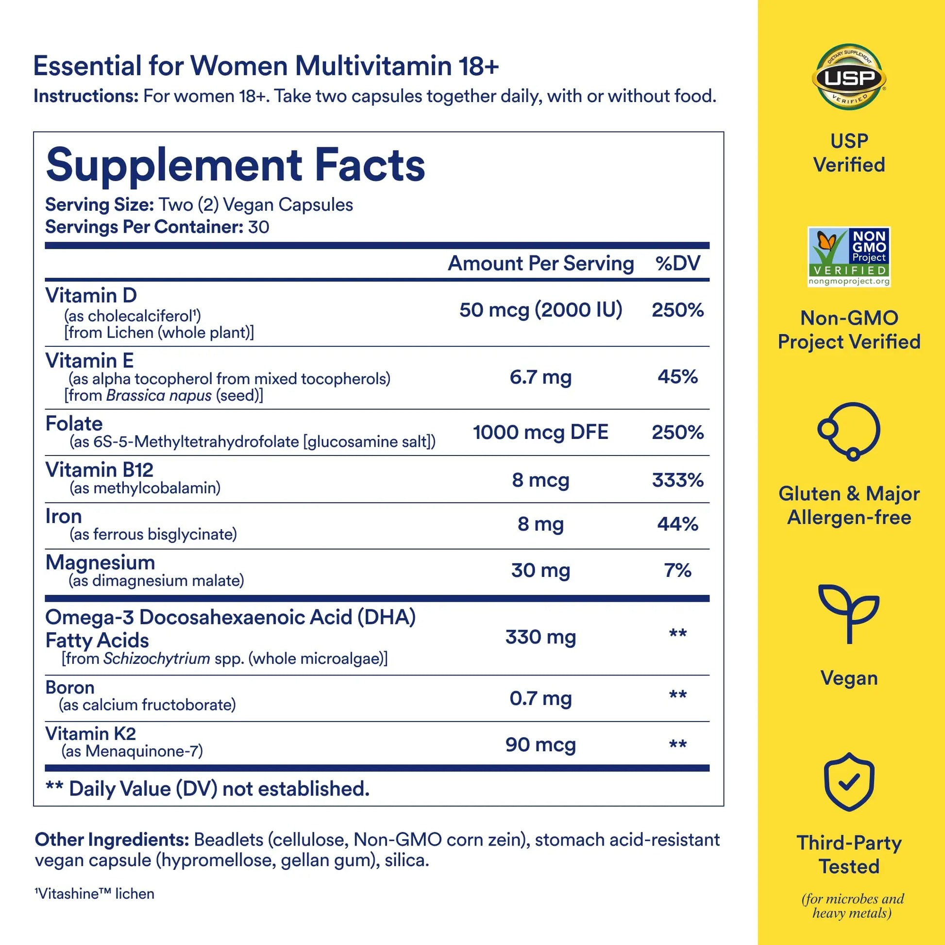 Ritual Multivitamin for Women 18+ with Vitamin D3 for Immune Support*, Vegan Omega 3 DHA, B12, Iron, Gluten Free, Non GMO, USP Verified, Mint, 30 Day Supply, 60 Capsules Ritual Au supplements