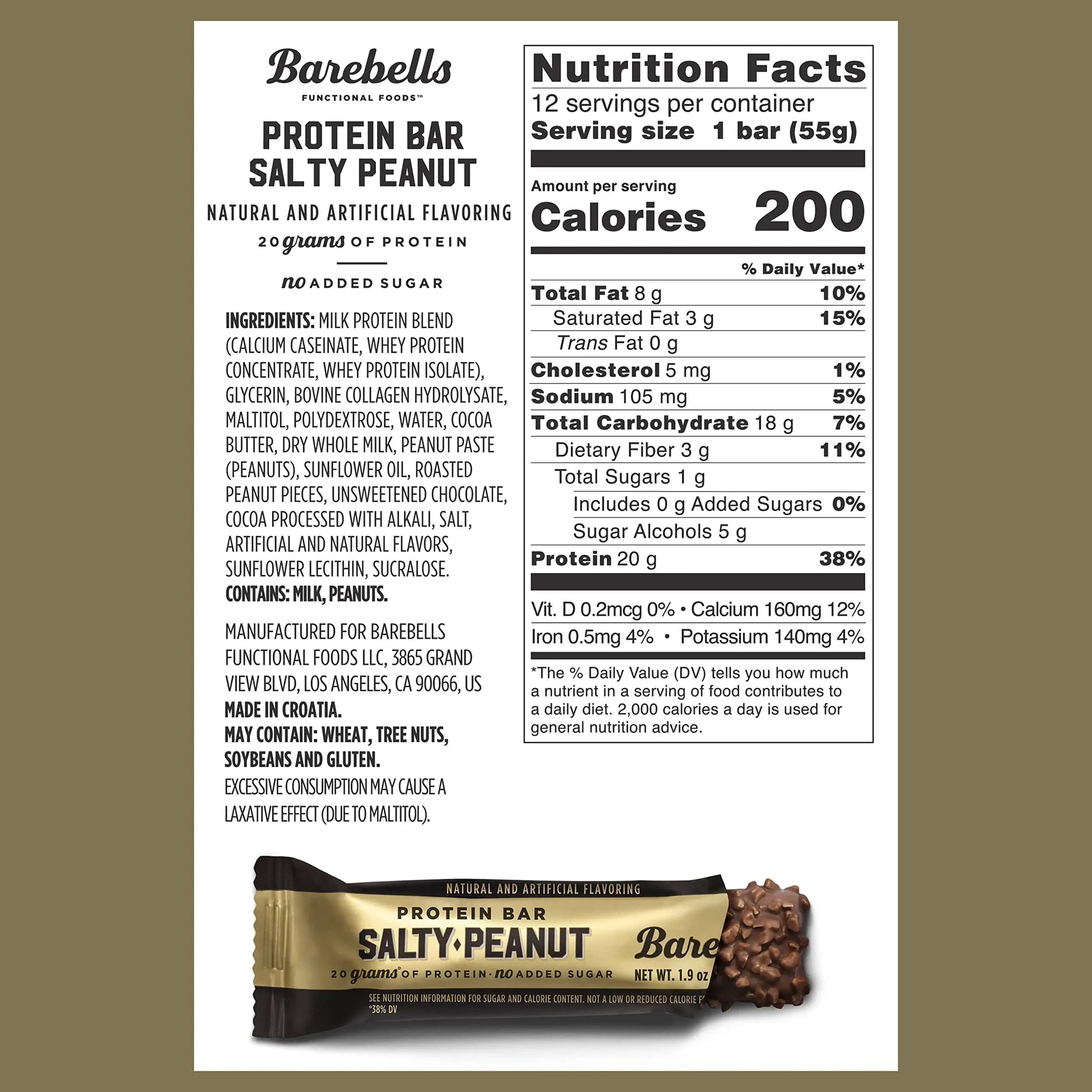 Barebells Salty Peanut Protein Bars, 12 Count - 20g Protein, 1g Sugar Snack Bars BAREBELLS Au supplements