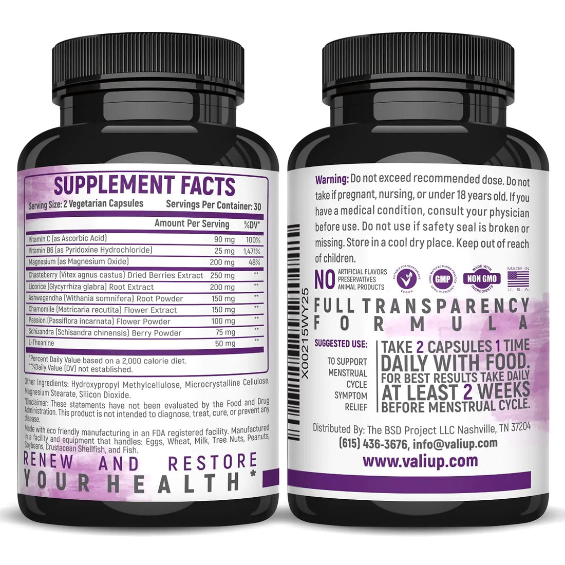 VALI Renew PMS Relief Supplement. Women’s Menstrual Cycle Support. Herbal Formula VALI Au supplements
