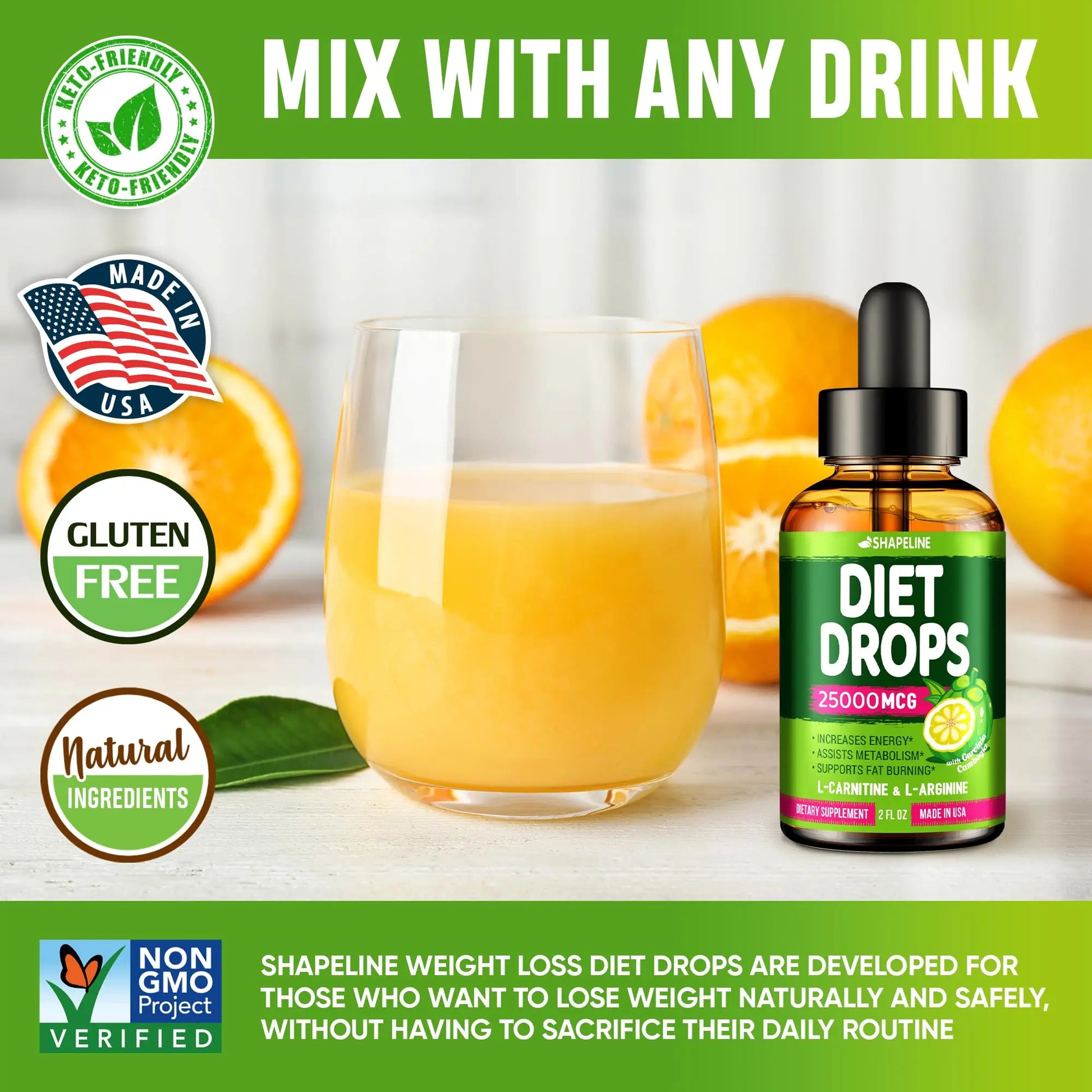 Weight Loss Drops - Appetite Suppressant for Women & Men - Made in the USA - Natural SHAPELINE Au supplements
