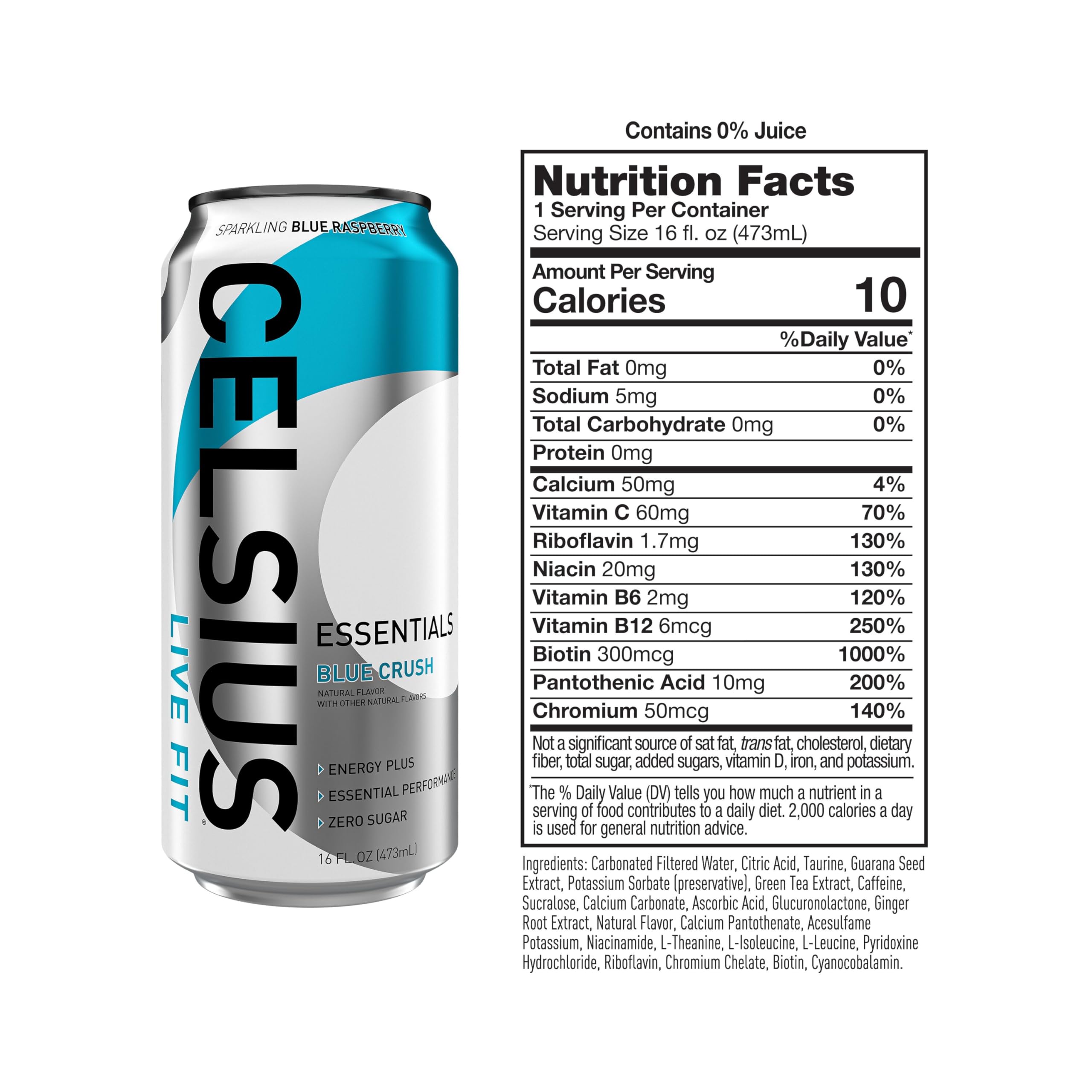 CELSIUS ESSENTIALS, Sparkling Blue Crush, Performance Energy Drink 16 Fl Oz (Pack of 12) CELSIUS Au supplements