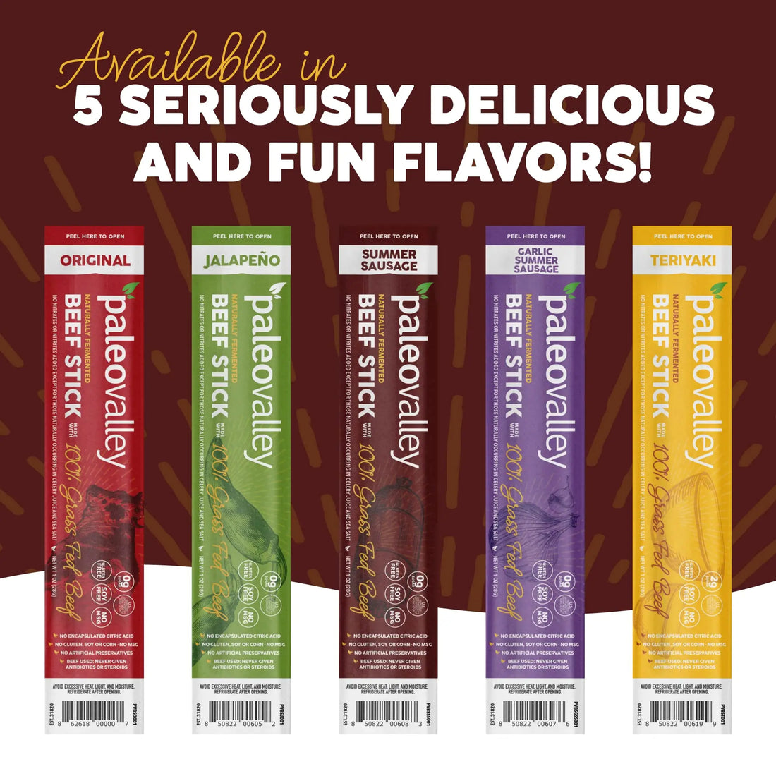 Paleovalley 100% Grass Fed Summer Sausage Beef Sticks - Delicious Gluten Free Beef Snack - High Protein Keto Friendly Paleovalley Au supplements