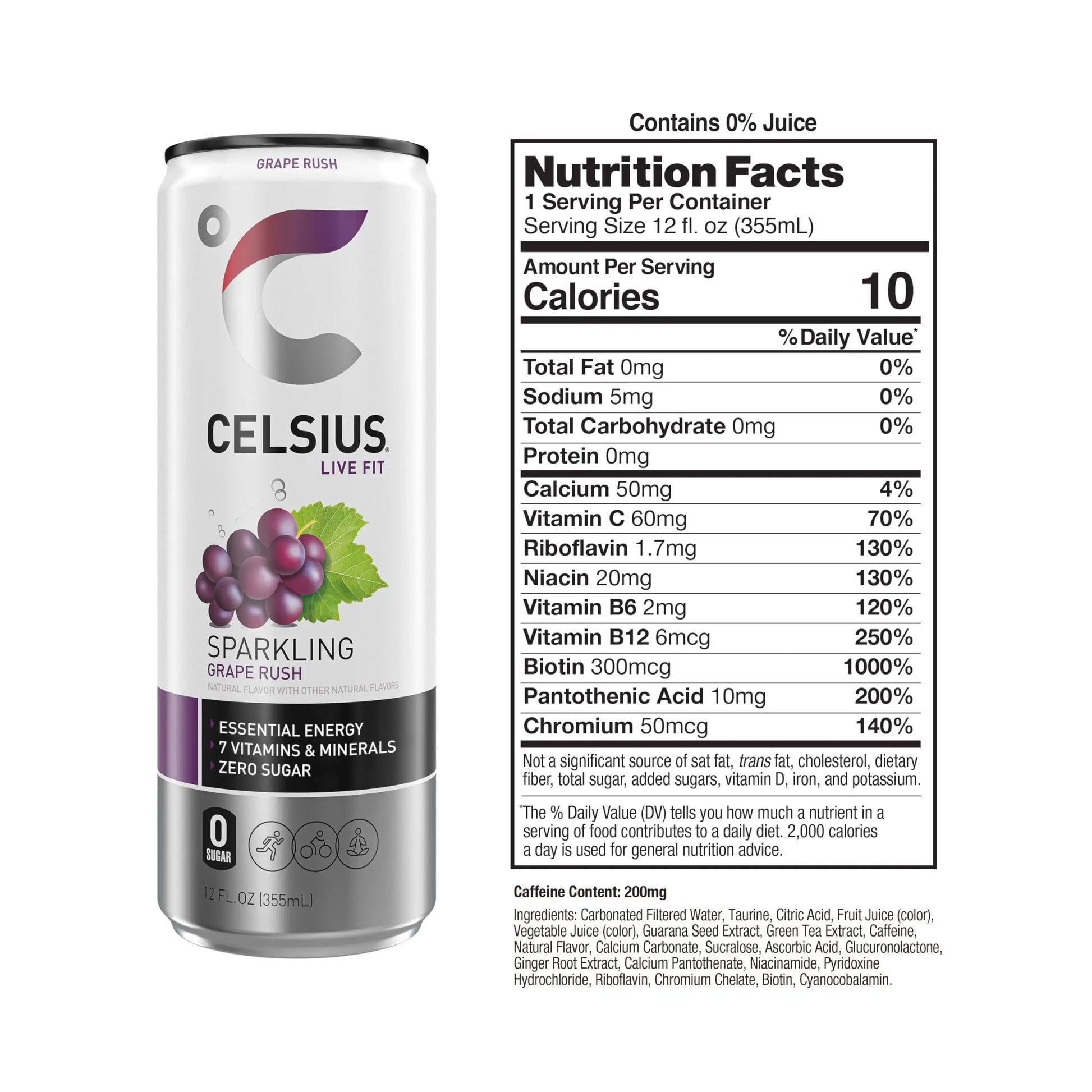 CELSIUS Sparkling Grape Rush, Functional Essential Energy Drink 12 Fl Oz (Pack of 12) CELSIUS Au supplements