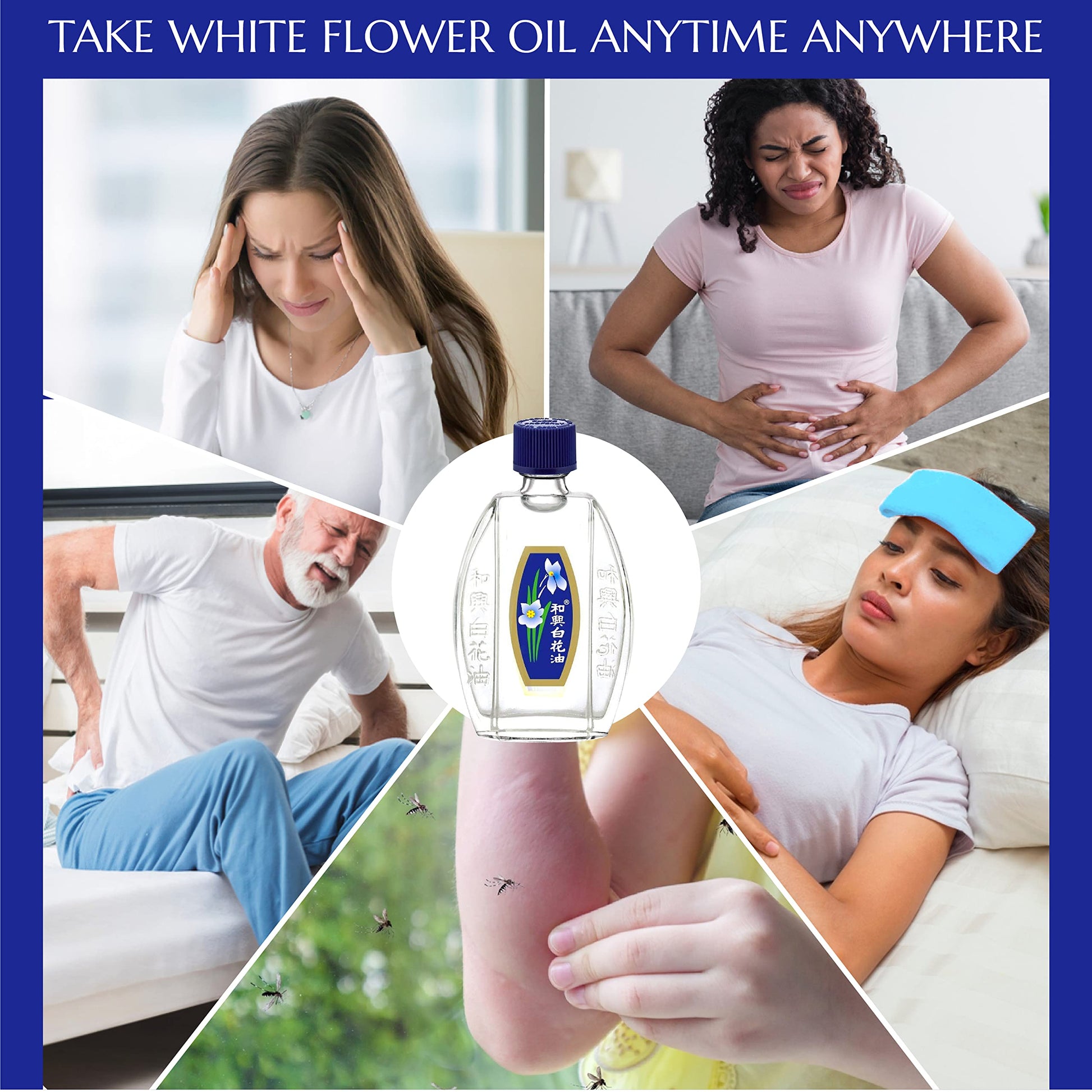 White Flower Analgesic Balm Embrocation Medicated Oil (Hoe Hin Pak Fah Yeow) (20ml/ Pack of 3) White Flower Au supplements