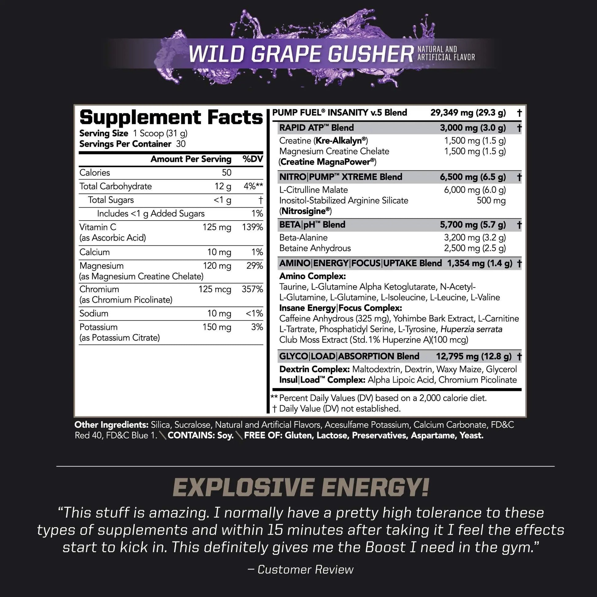 PMD Sports Ultra Pump Fuel Insanity - Pre Workout - Grape Gusher (30 Servings) PMD Au supplements
