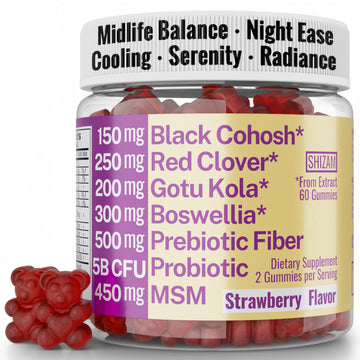 Boswellia Serrata Black Cohosh Gotu Kola Red Clover Extract Complex Gummies w. Probiotic Fiber (Chicory Root Inulin) MSM Methylsulfonylmethane, Supplement Alt for Organic Powder Capsules Tincture SHIZAM Au supplements