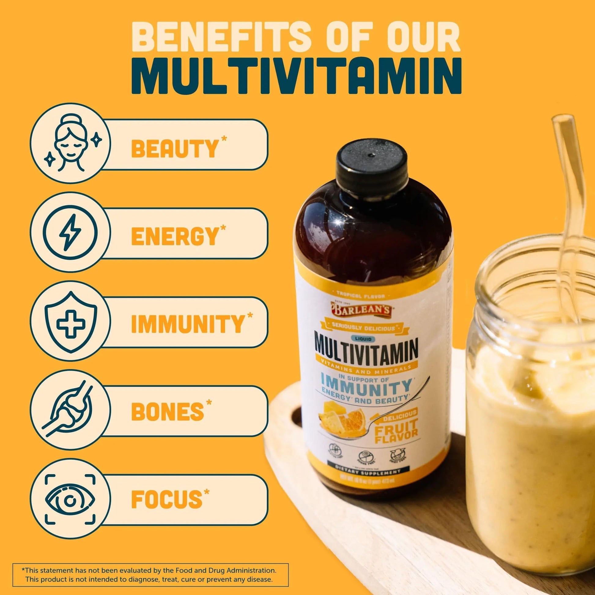 Barlean's Liquid Multivitamin for Women, Men & Kids, 21 Essential Vitamins & Minerals, Includes Biotin, B-Complex Barlean's Au supplements