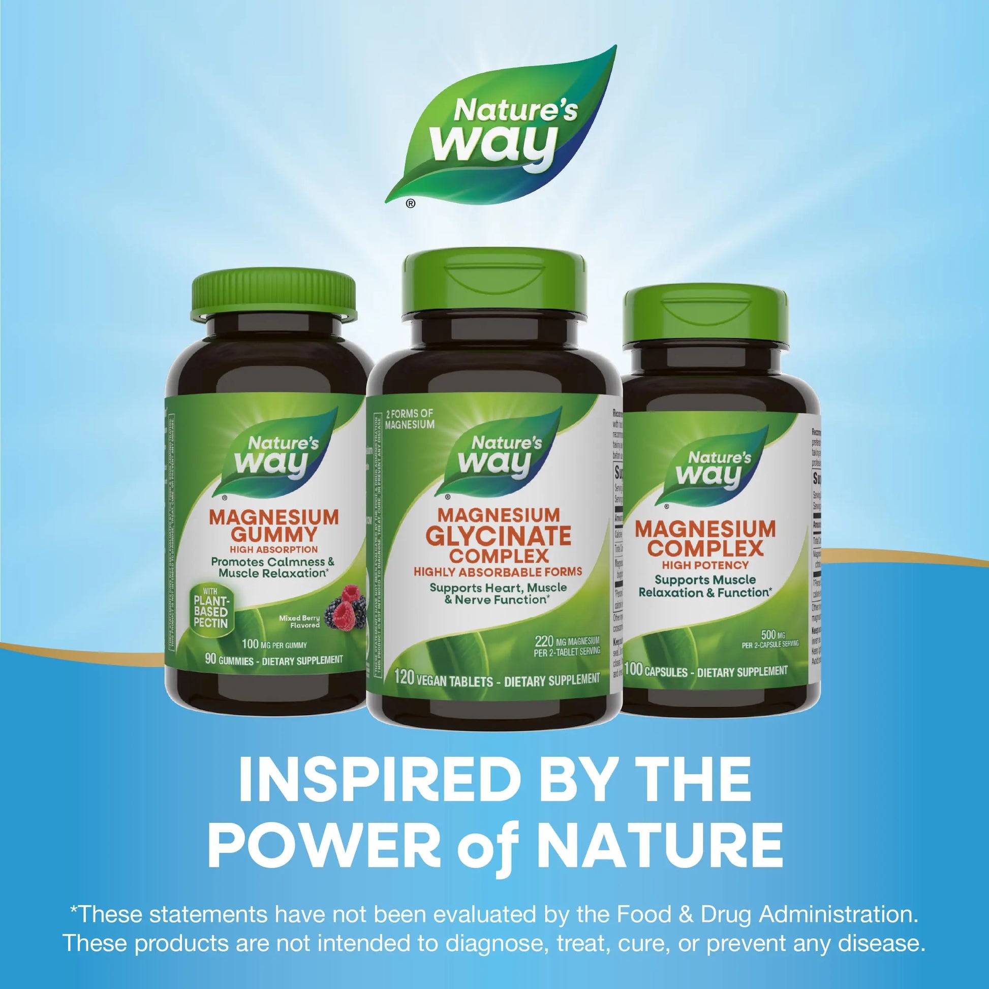 Nature's Way Magnesium Glycinate Complex, Supports Heart, Muscle, Nerve Function*, Highly Absorbable, 220 mg per 2-Tablet Serving, No Gluten, Vegan, 120 Tablets Nature's Way Au supplements