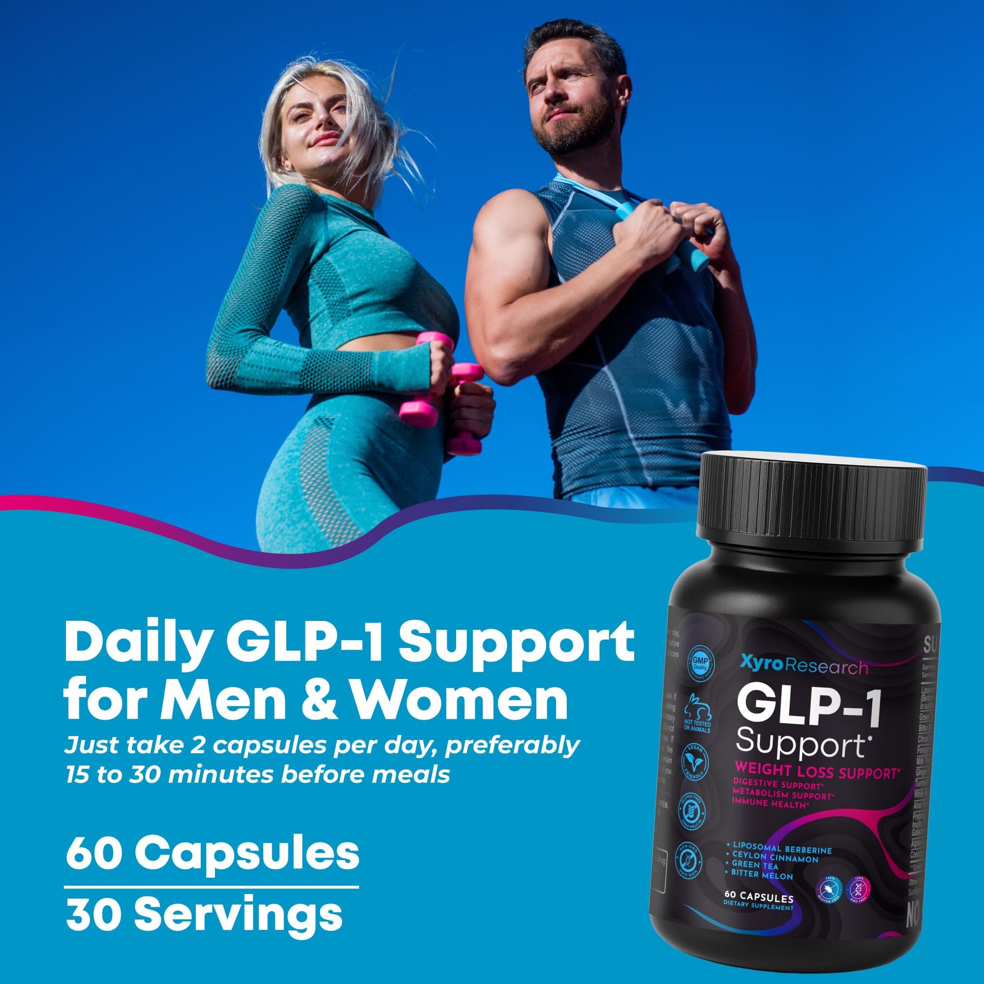 Xyro Research GLP-1 Support Weight Loss Supplement - Appetite Suppressant & Metabolism Booster to Support Natural Hunger Control Curb Cravings Burn Fat & Gut Wellness Xyro Research Au supplements