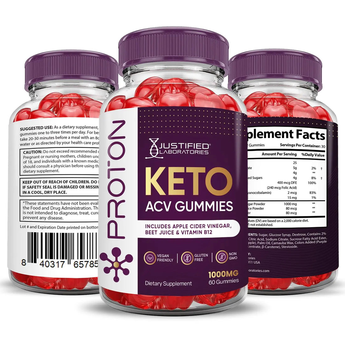 (2 Pack) Proton Protein Keto ACV Gummies Advanced Formula 1000MG Proton Keto Justified Laboratories Au supplements